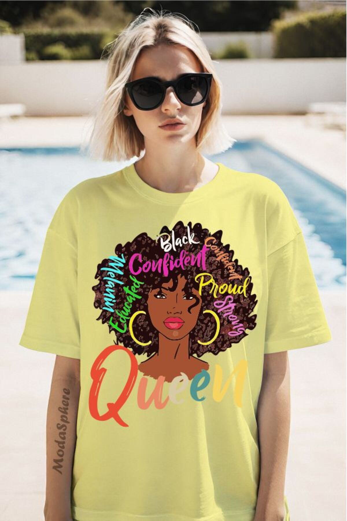 ModaSphere Queen Baskılı Unisex Oversize Tişört