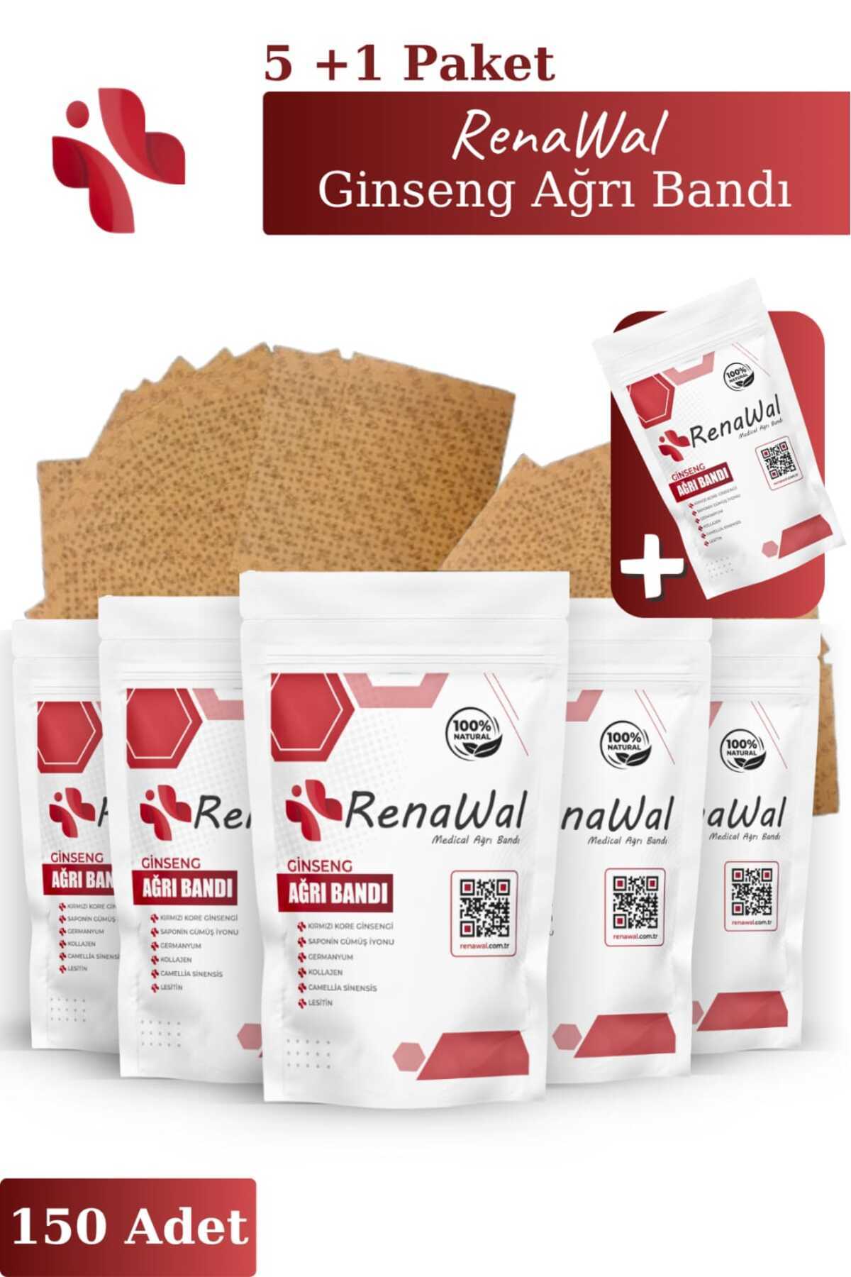RENAWAL Doğal Ginseng Ağrı Bandı - Hızlı ve Uzun Süreli Rahatlatıcı Etki 150 Bant