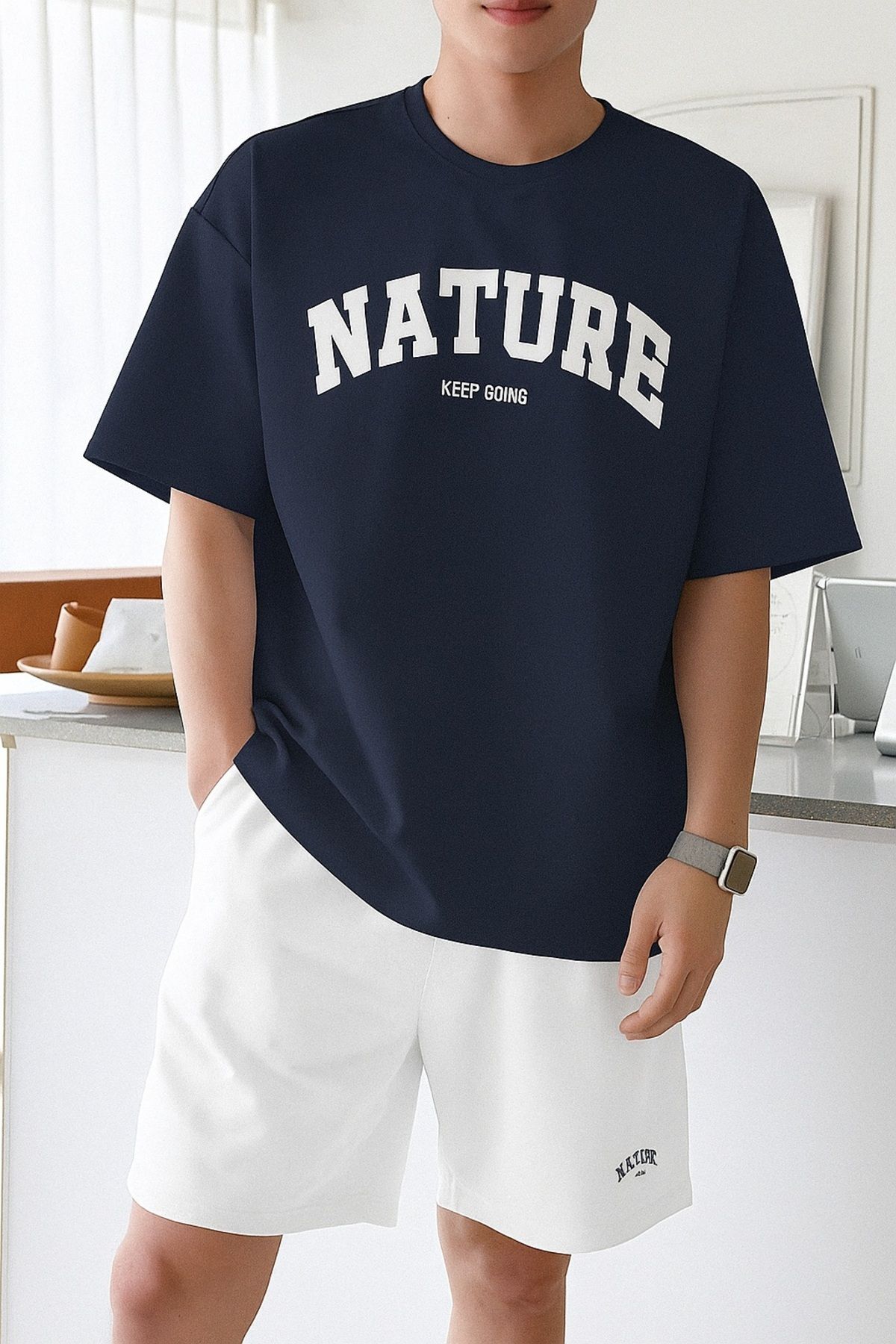 GENIUS STORE Erkek Tişört Baskılı Oversize T-shirt Pamuklu Tişört