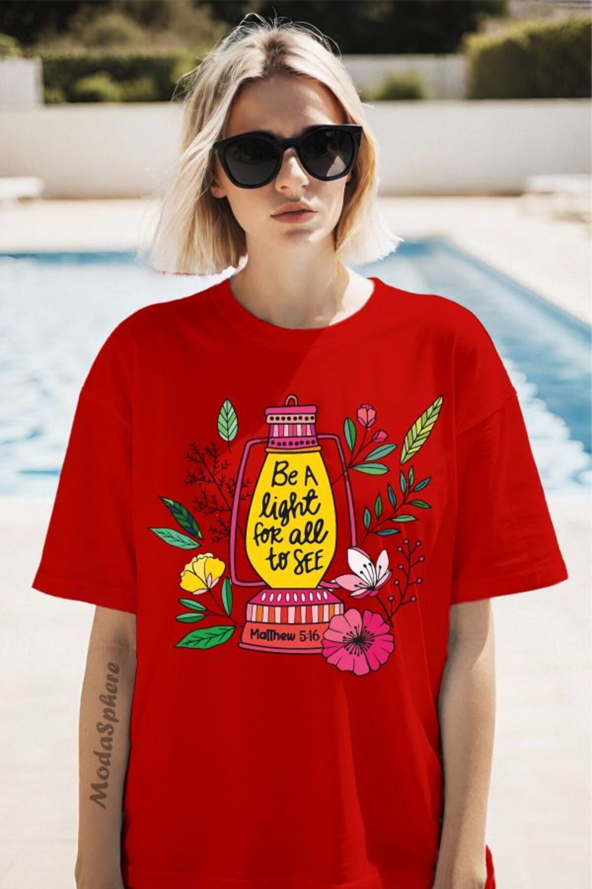 ModaSphere Be a light Baskılı Unisex Oversize Tişört