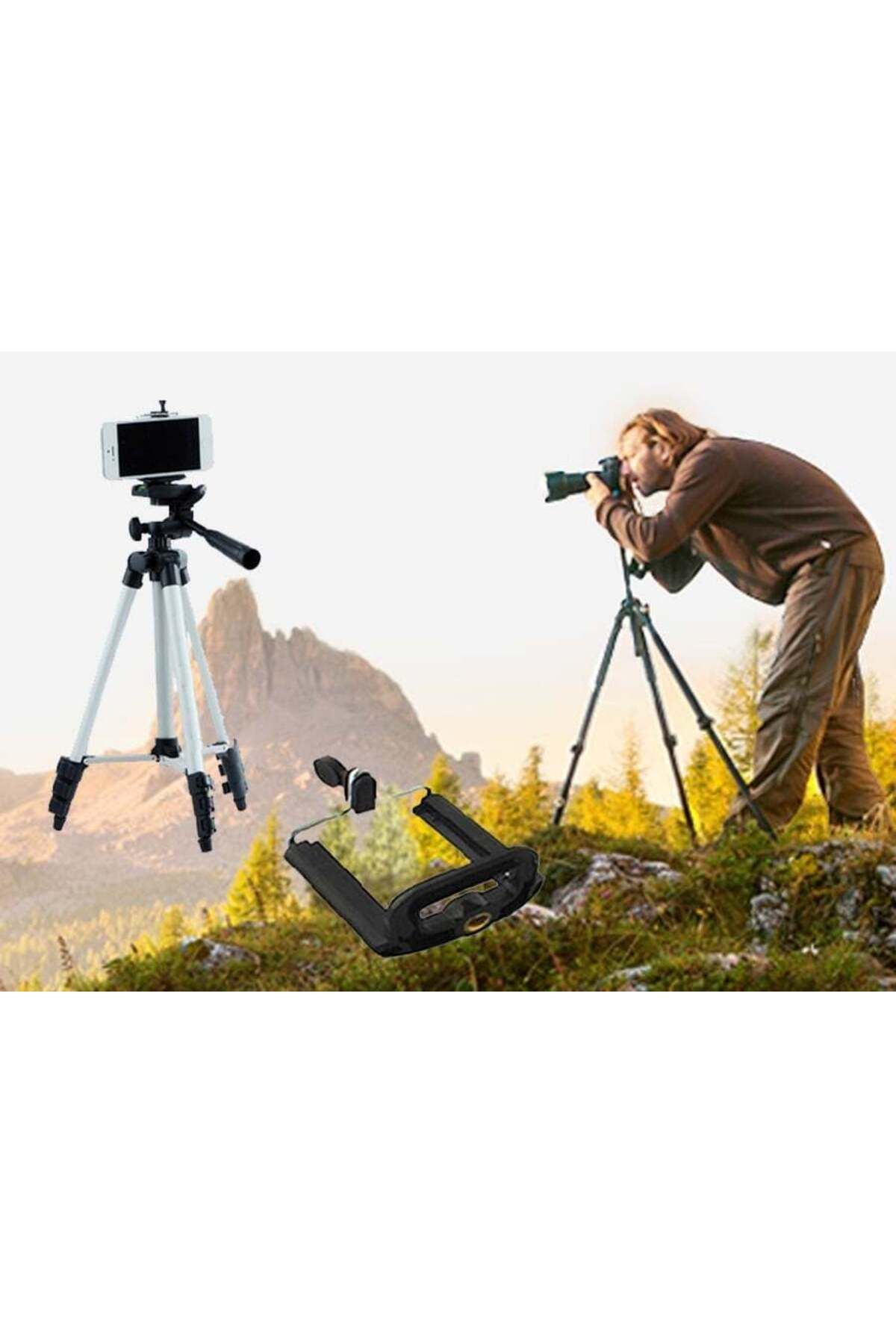 Modafiks Tripod : Telefon ve Kamera Tutucu Ayak + Telefon Tutucu - 105Cm