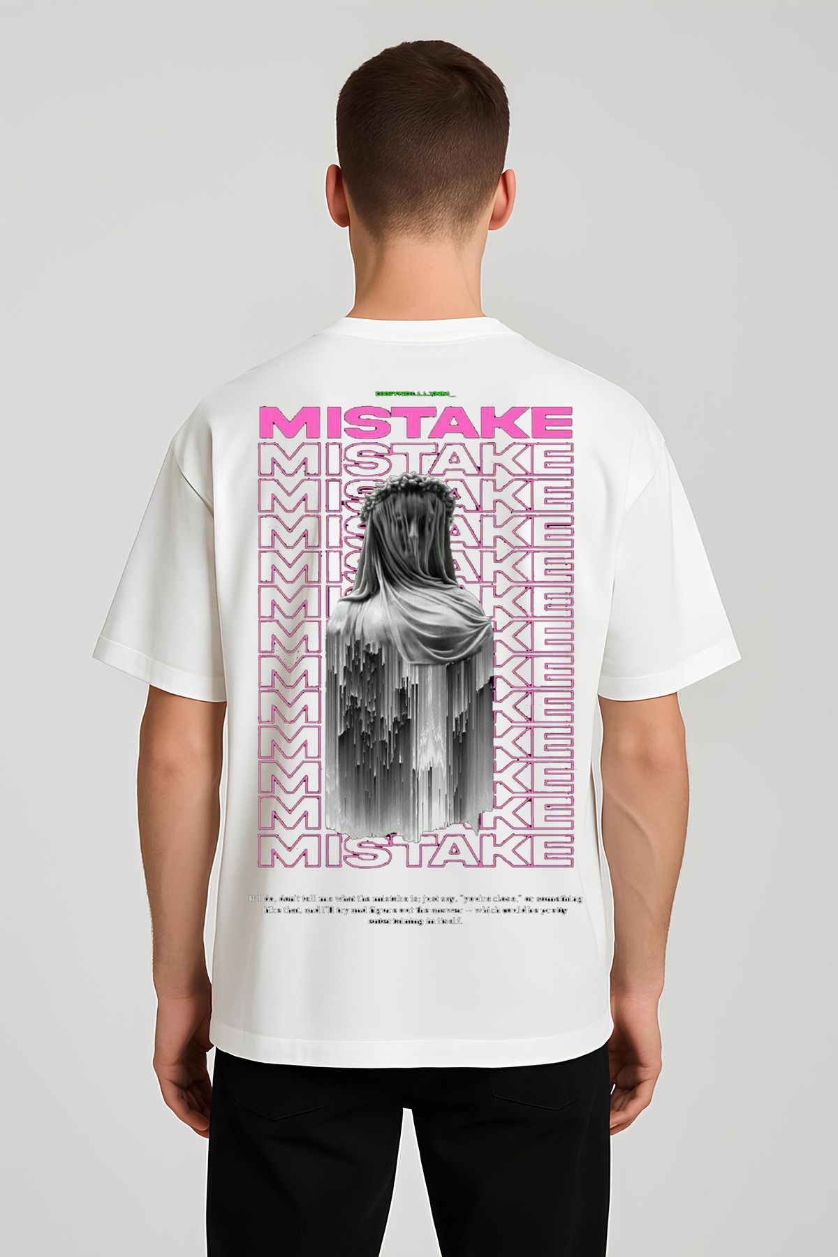 MODA Unisex Oversize Kalıp Mistake Baskılı T-Shirt
