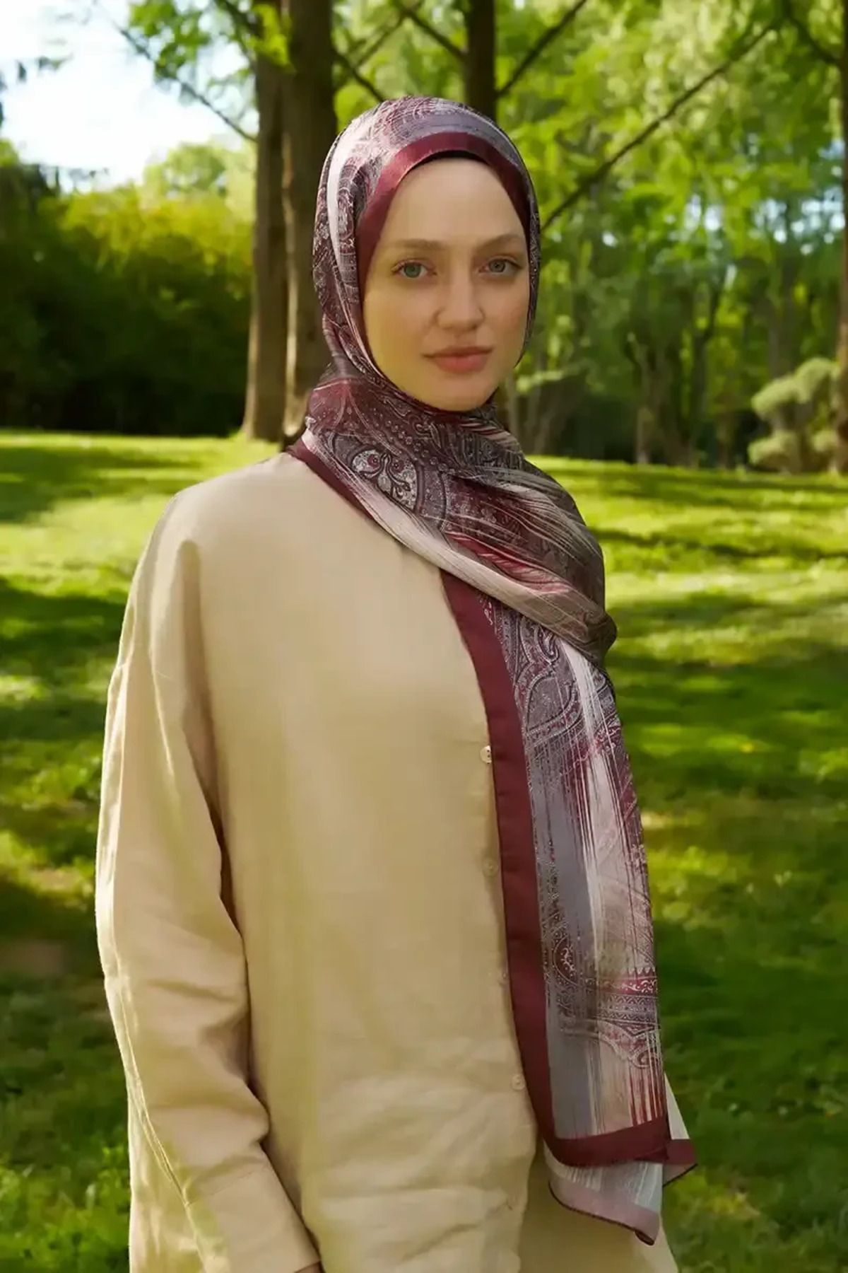 Madame Polo Crystal Hola Desen Şal - Bordo