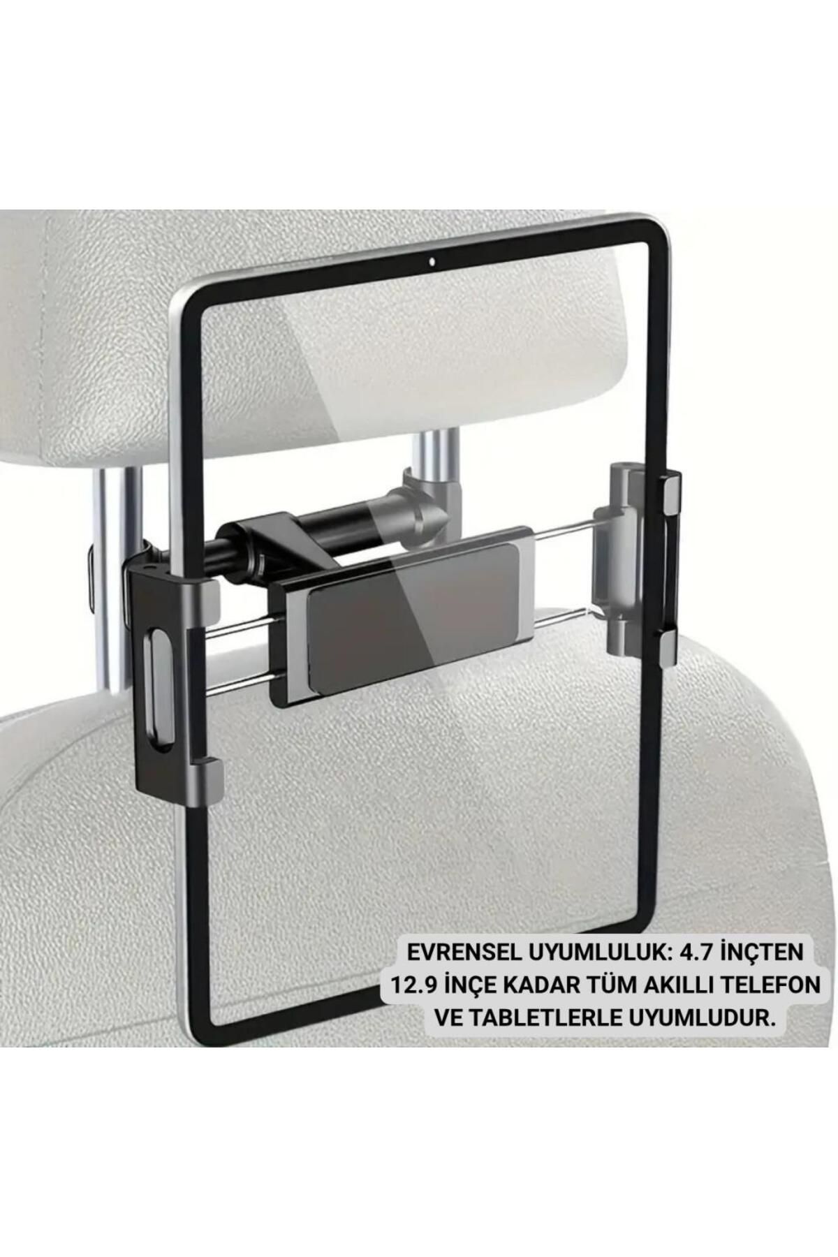 Polham 4.7 İnch ve 12.9 İnch Uyumlu Araç Arka Koltuk İçin Telefon ve Tablet Tutucu, 360 Derece