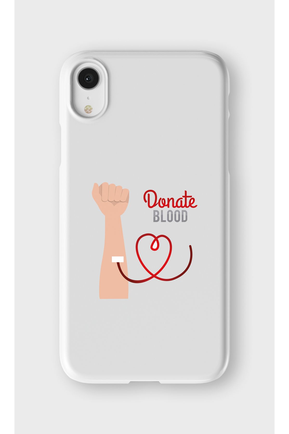 lelia iPhone XR Uyumlu Donate Blood Tasarımlı İçi Kadife Lansman Beyaz Silikon Kılıf