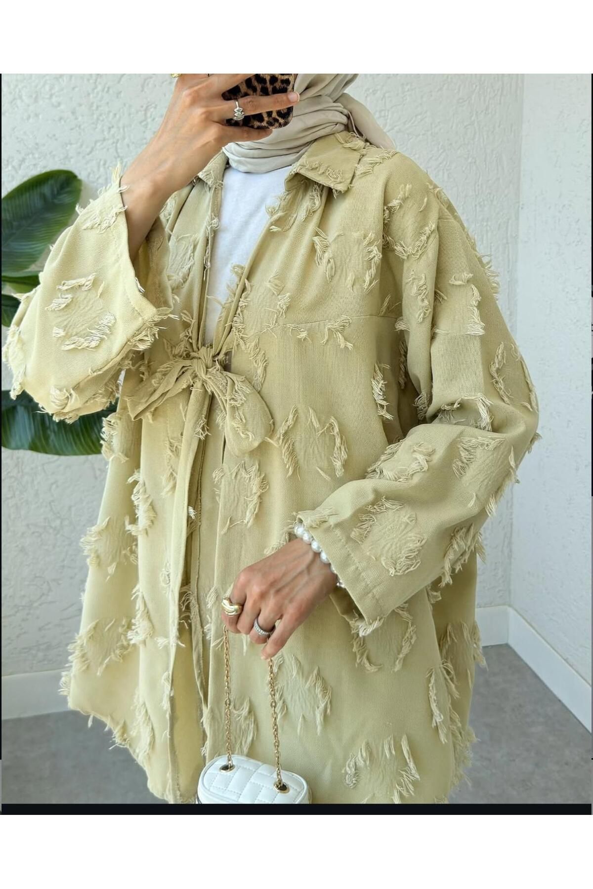 afran collection püskül detaylı uzun kimono