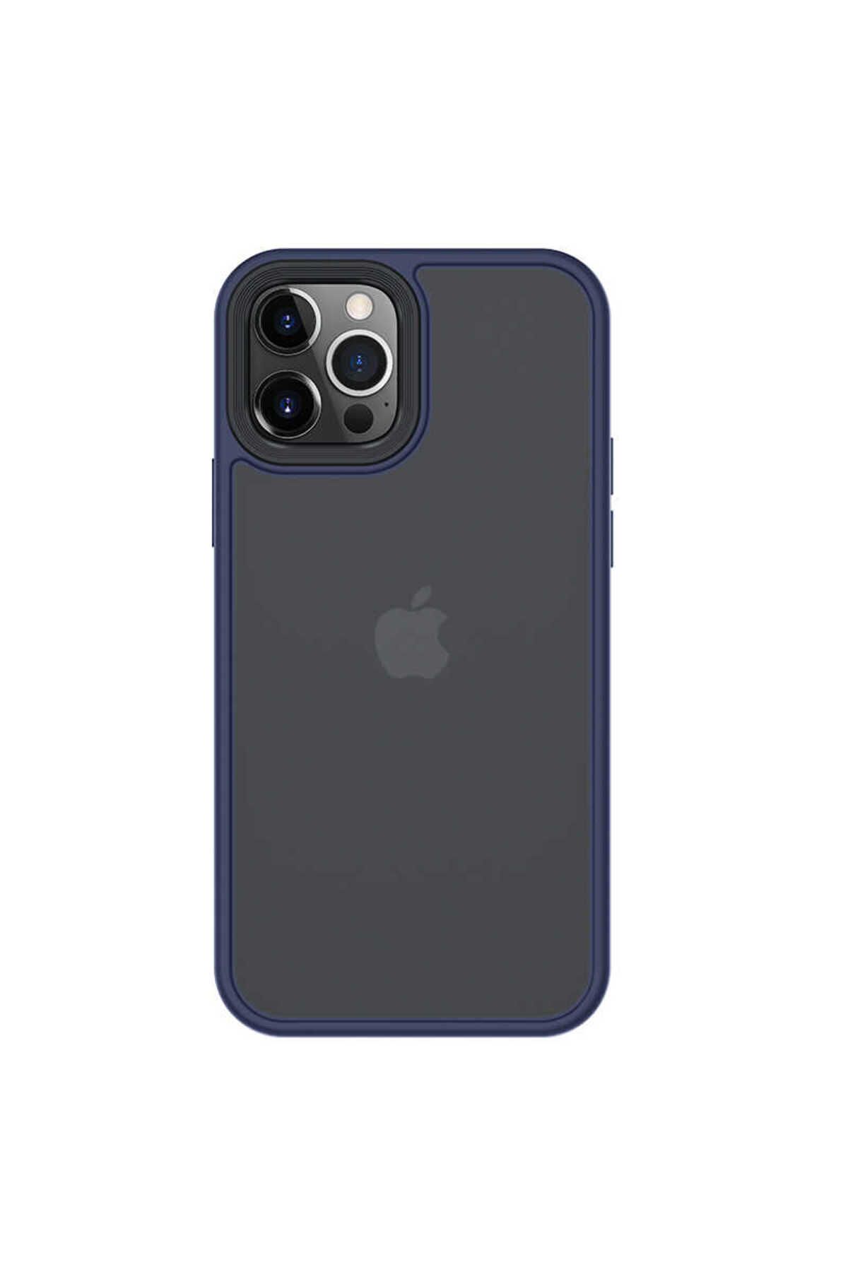 Cepustik Telefon Aksesuarları iPhone 12 Pro Max Kılıf Kenarları Renkli Arkası Mat Kılıf