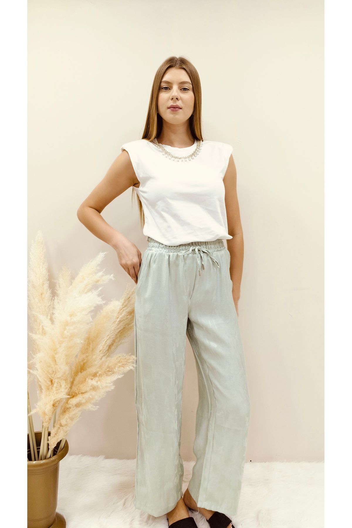 AsprinFashion İTHAL KUMAŞ PANTOLON YEŞİL