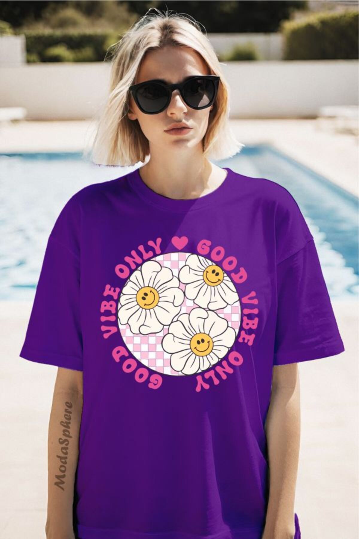 ModaSphere Vibe Only Baskılı Unisex Oversize Tişört