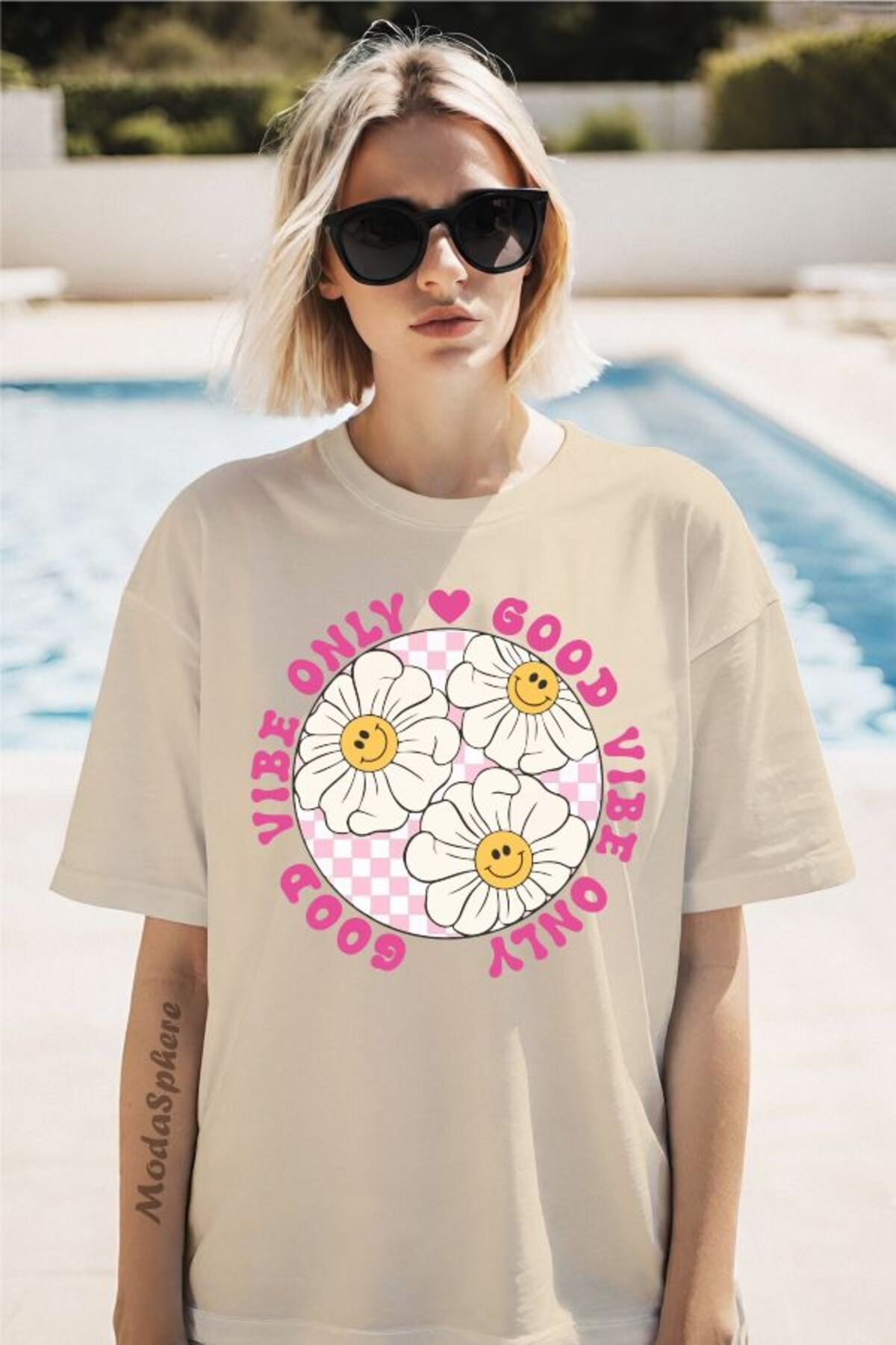 ModaSphere Vibe Only Baskılı Unisex Oversize Tişört