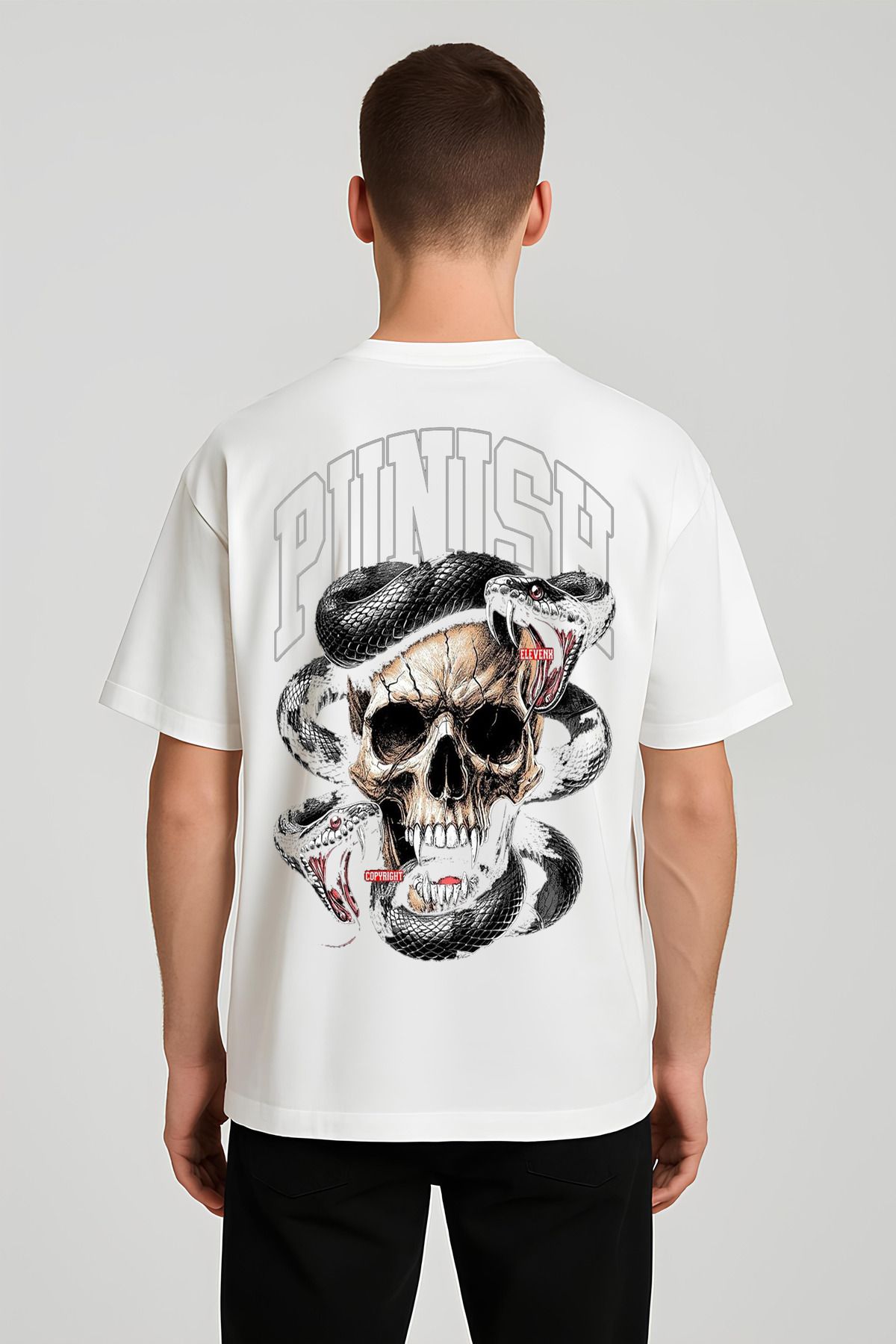 MODA Unisex Oversize Kalıp Punis Baskılı T-Shirt