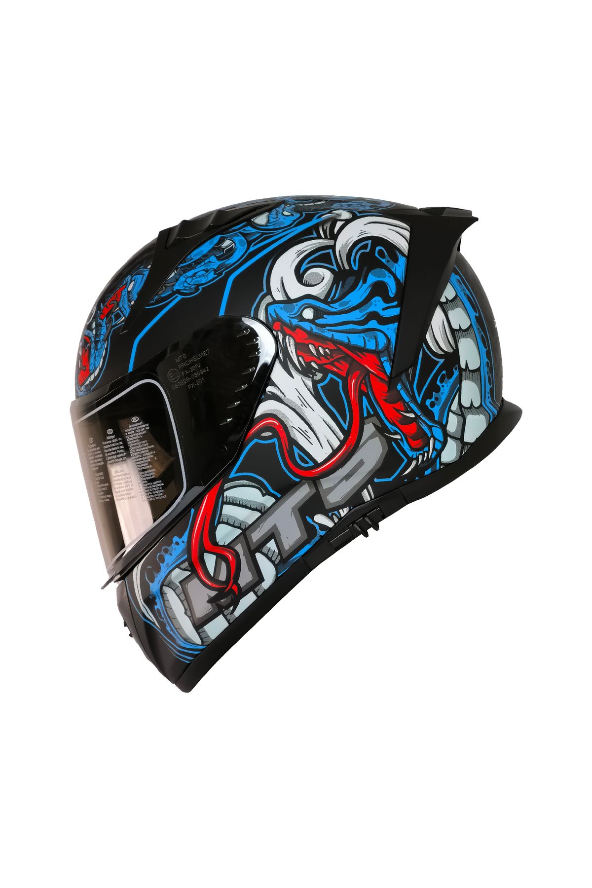 MTS PRO HELMETS M-801 SNAKE MYTH BLUE FULL FACE MOTOSİKLET KASKI