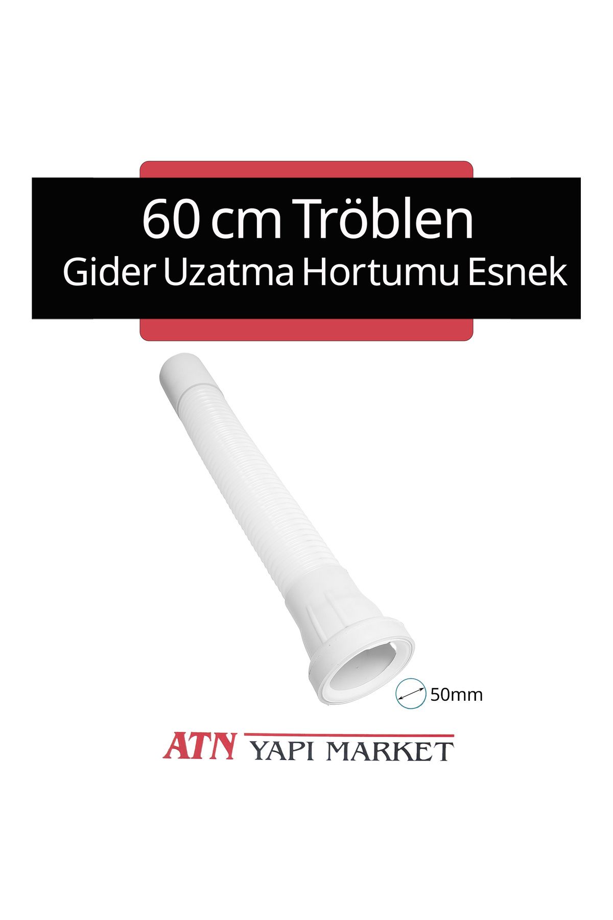 LÜXPAR 60 cm Troblen Balkon Körüğü - Gider Uzatma Hortumu Esnek