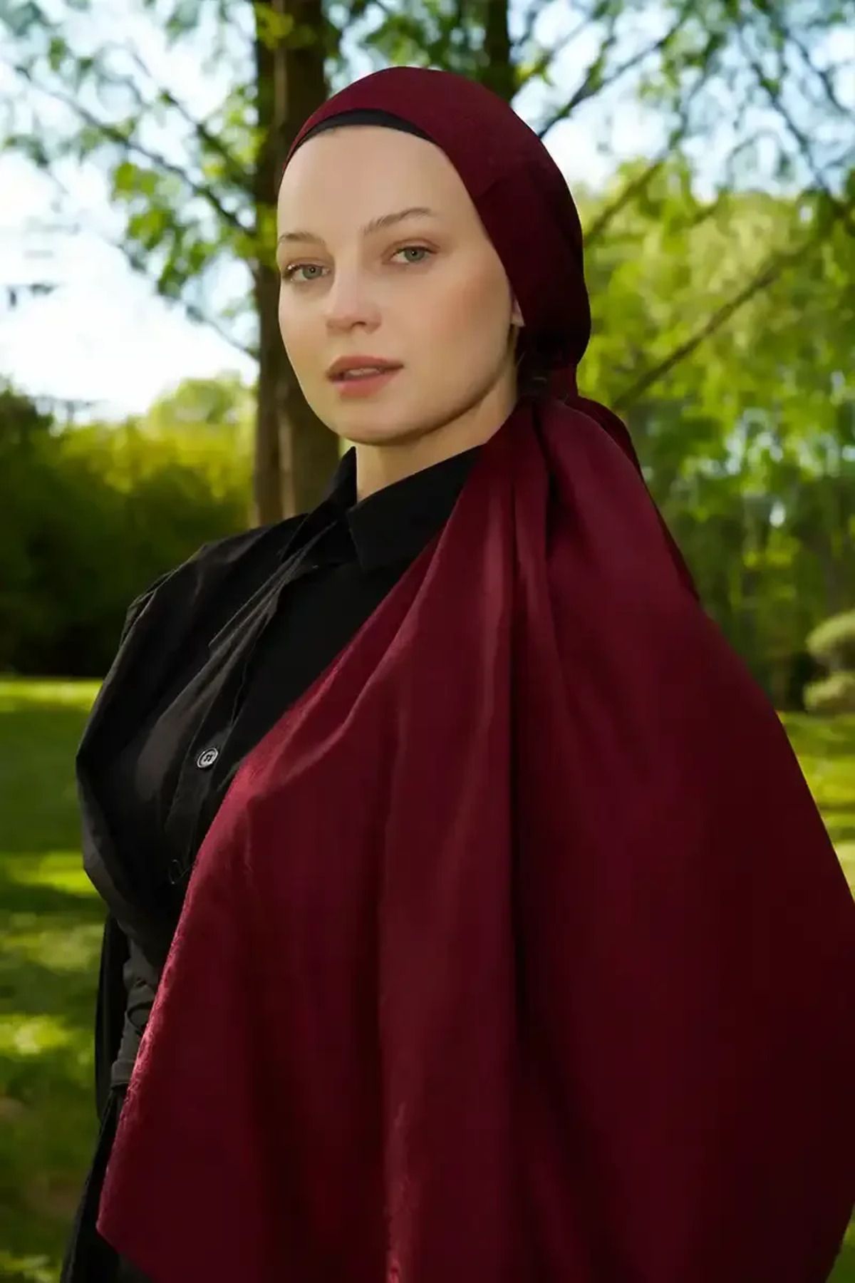 Madame Polo Elegance Silva Desen Jakar Şal - Bordo