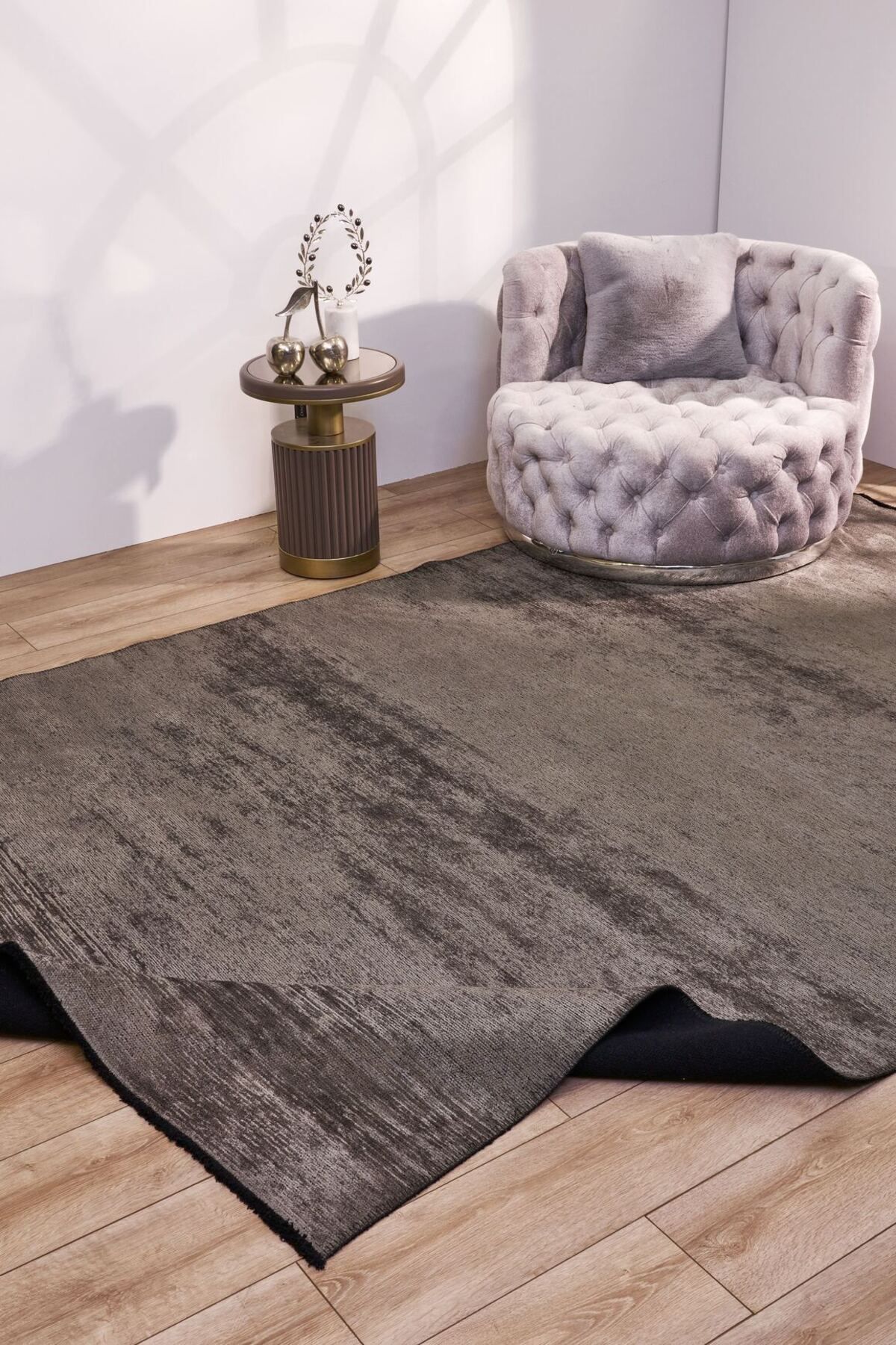 akbel halı & yatak exclusive home design Hare Plus 8914 Antrasit - Pamuk Şönil Dokuma Halı | Modern Salon Halısı