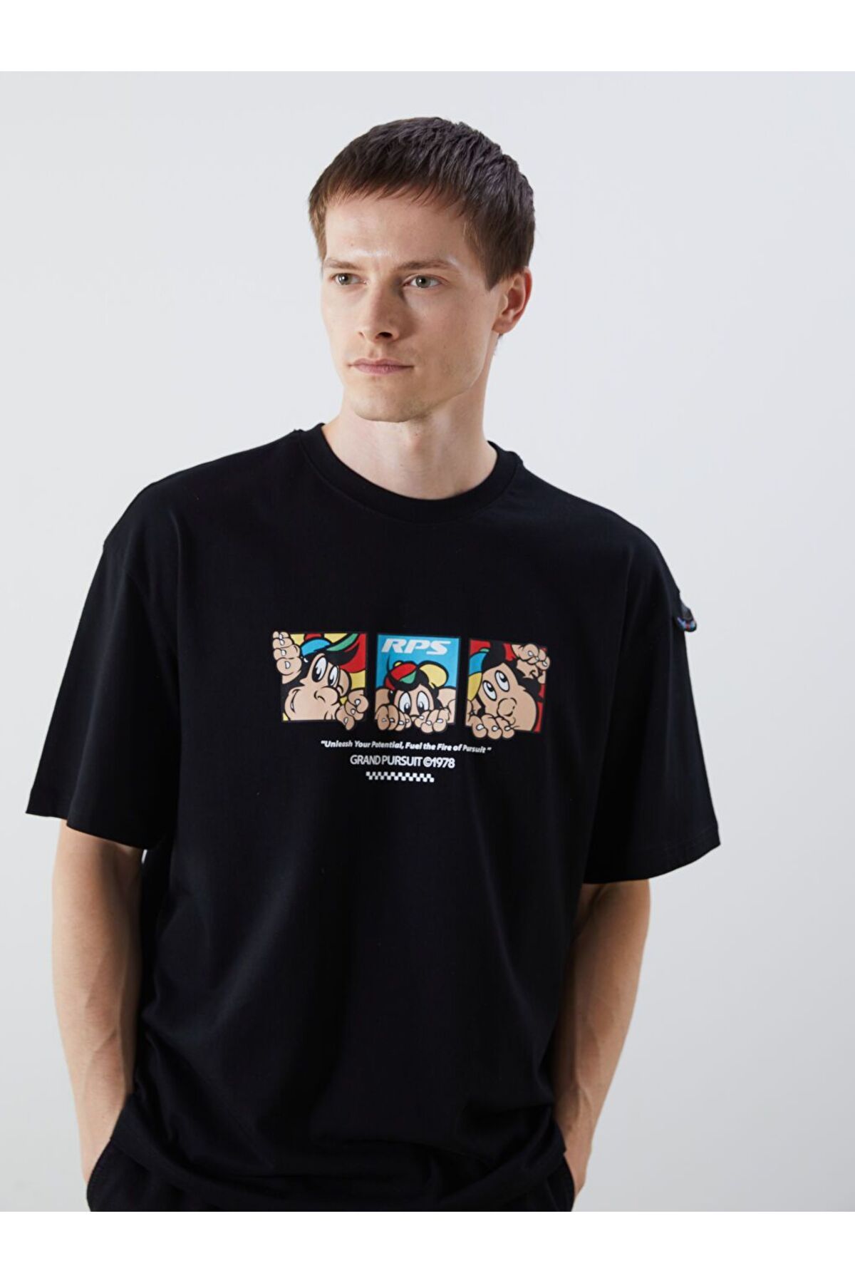 LC Waikiki LCW Casual Bisiklet Yaka Nostaljik Maymun Baskılı Penye Erkek Tişört