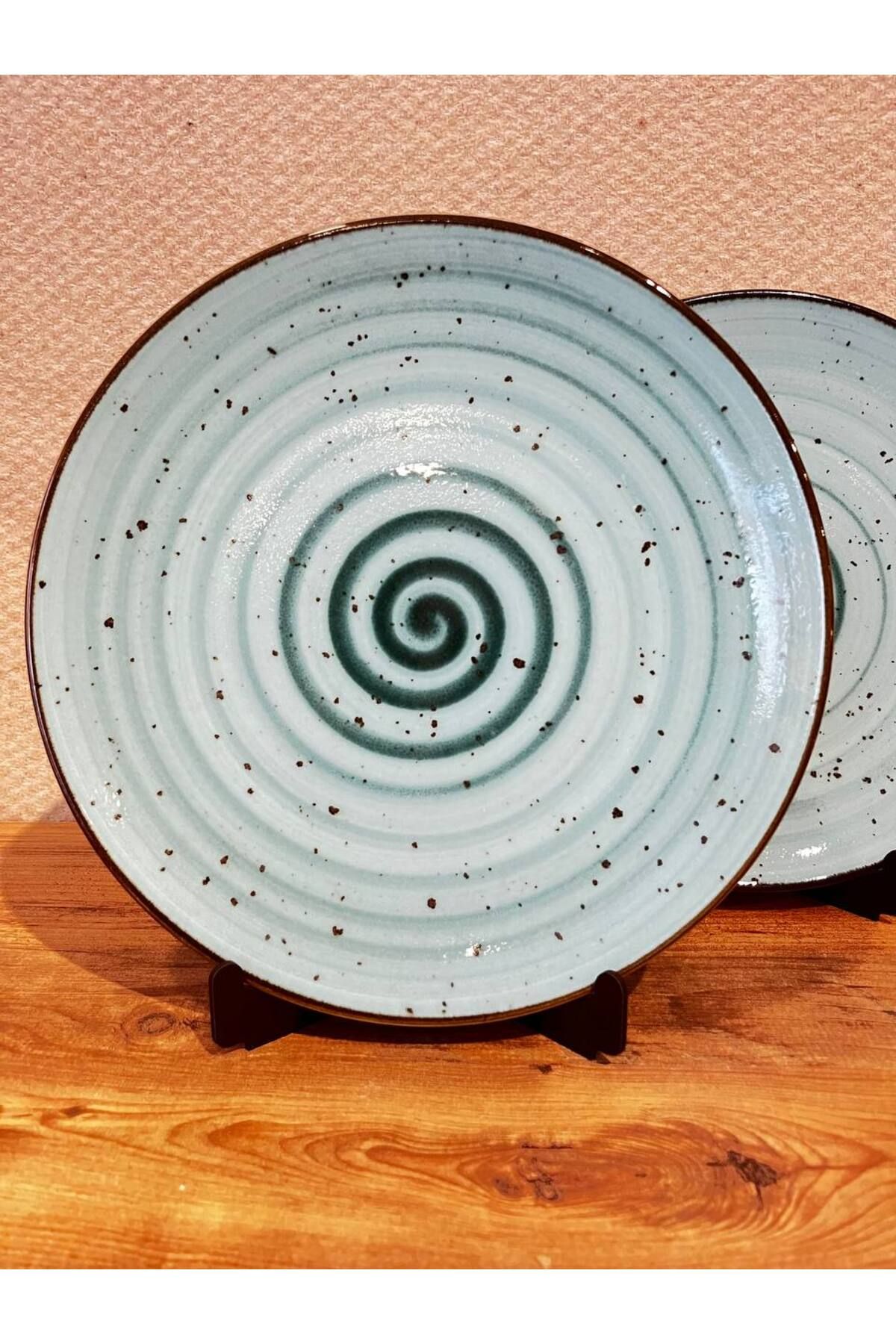 ColorCraft PORSELEN SUNUM TABAĞI 30cm OTEL SERİ TURKUAZ PİZZA BOY ALTIN YALDIZ TULÜ PORSELEN