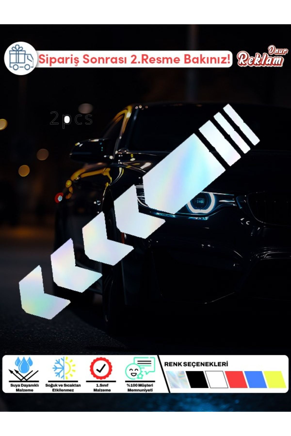 Onur Reklam Sportif Şeritli Yan Kapı Sticker Seti – 2 Adet | Suya Dayanıklı Araba Modifiye Çıkartması