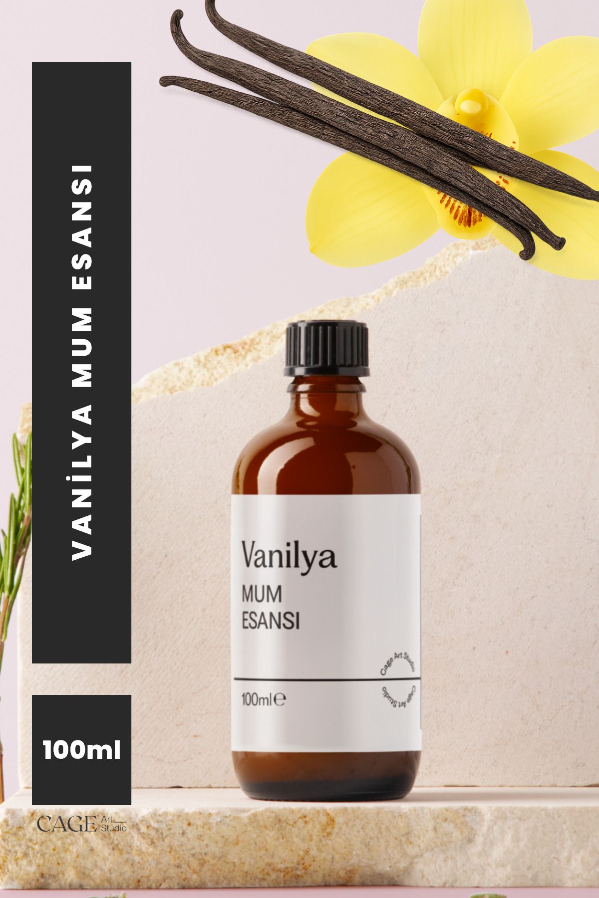 Cageartstudio Vanilya Mum Esansı 100 Ml, Yüksek Kalite Mum Esansı, Mum Koku Esansı, Soya Wax Esansı