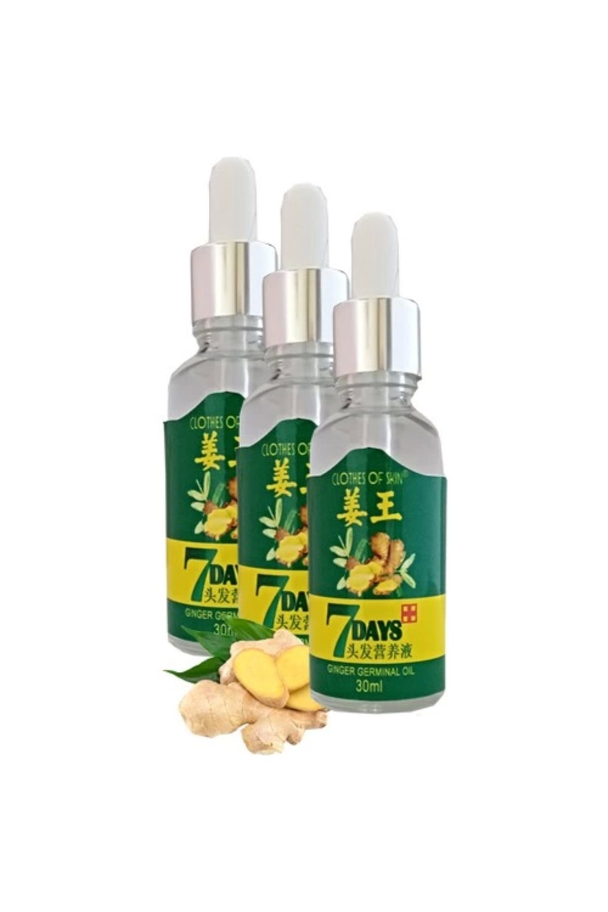 feifei 7Days 30ml Gingergerminalessentialoil Hair Growth Loss Treatment Serum Unisex 3 Adet Saç Bakım Yağı
