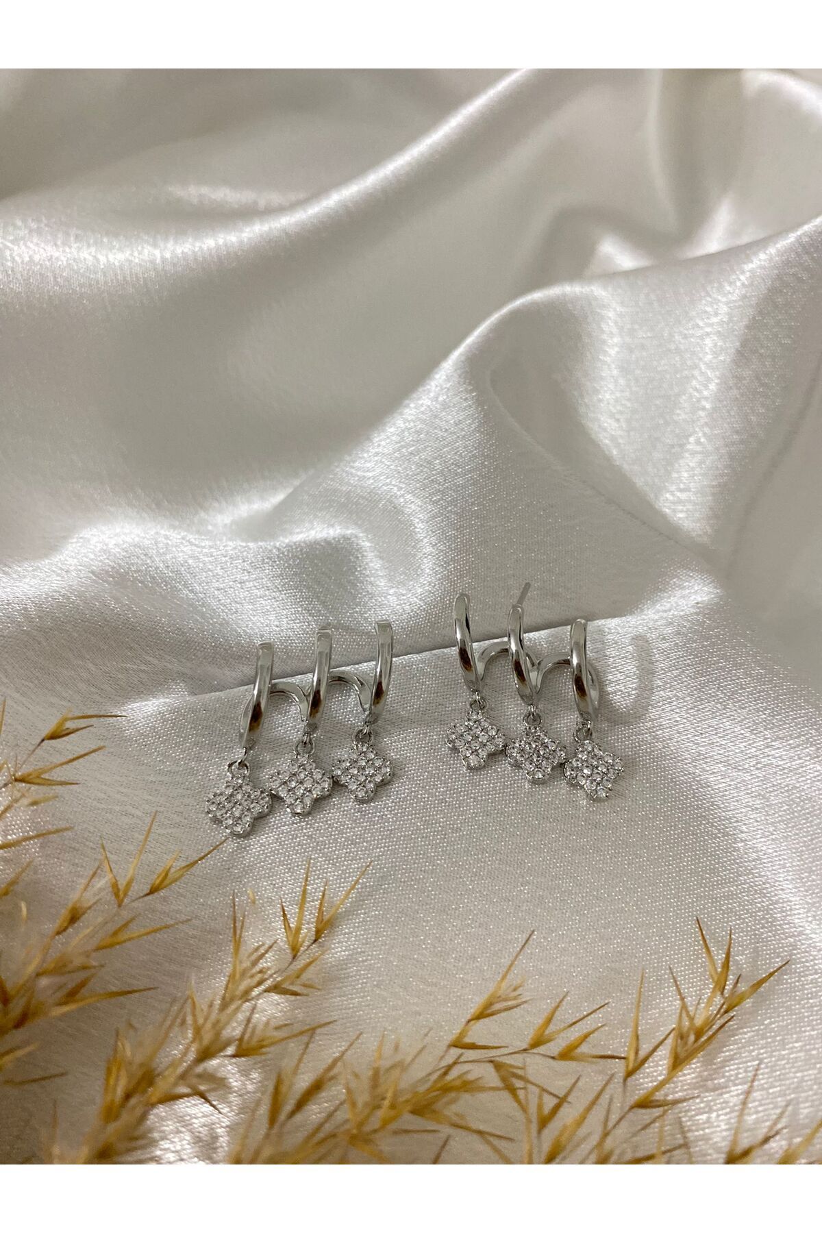 stainless steell Turkuaz Taş Detaylı Vintage Çelik Küpe