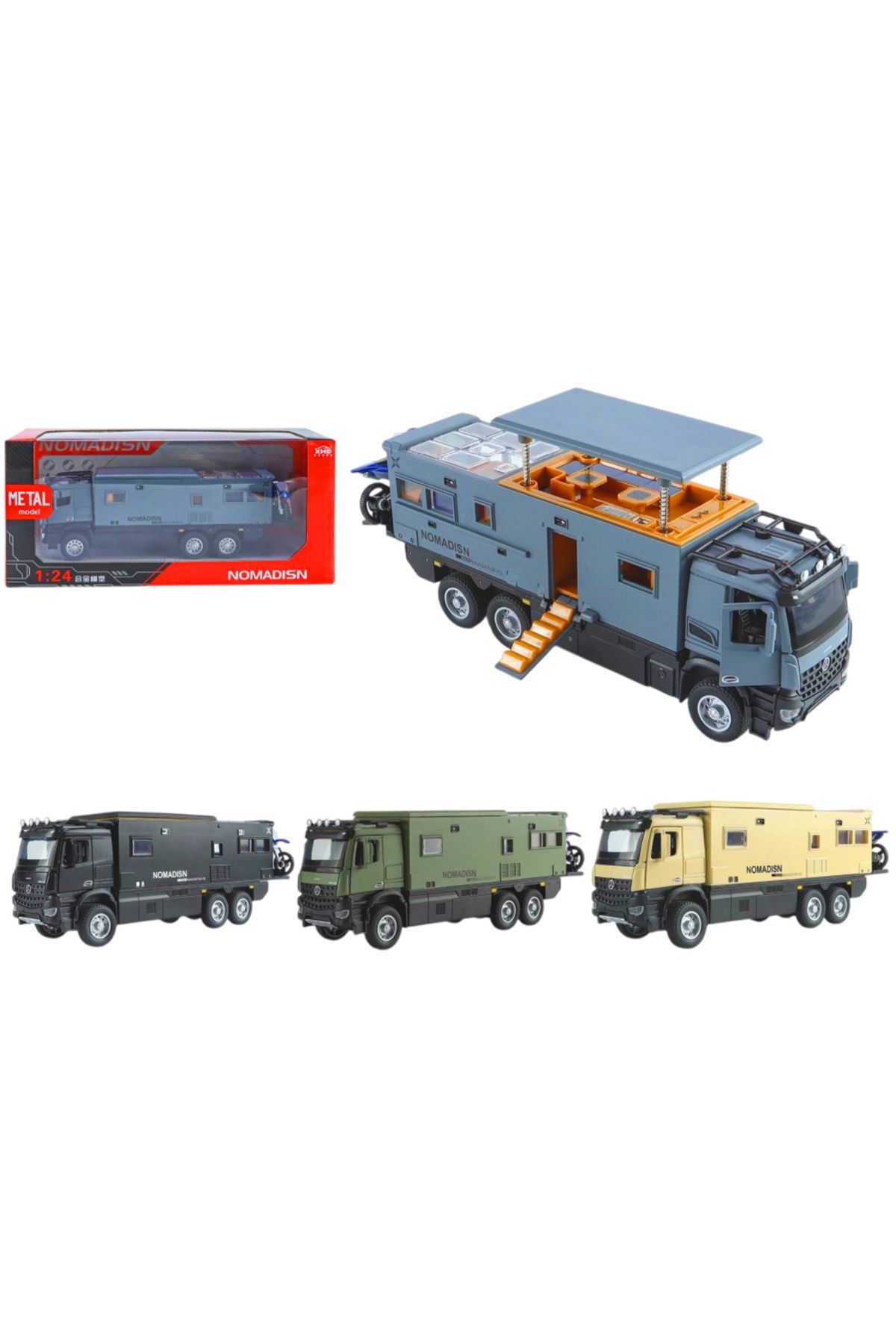 Banadabak ALLOY CAR MODEL ÇEKBIRAK ARABA MOTORLU KARAVAN METAL KAPI SESLİ IŞIKLI 1:24 6+ (1 Adet Fiyatı)