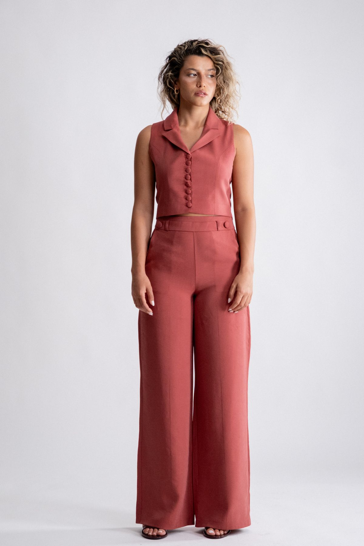 SEPANU COLLECTION Kadın Düğmeli Yelek Pantolon Takım
