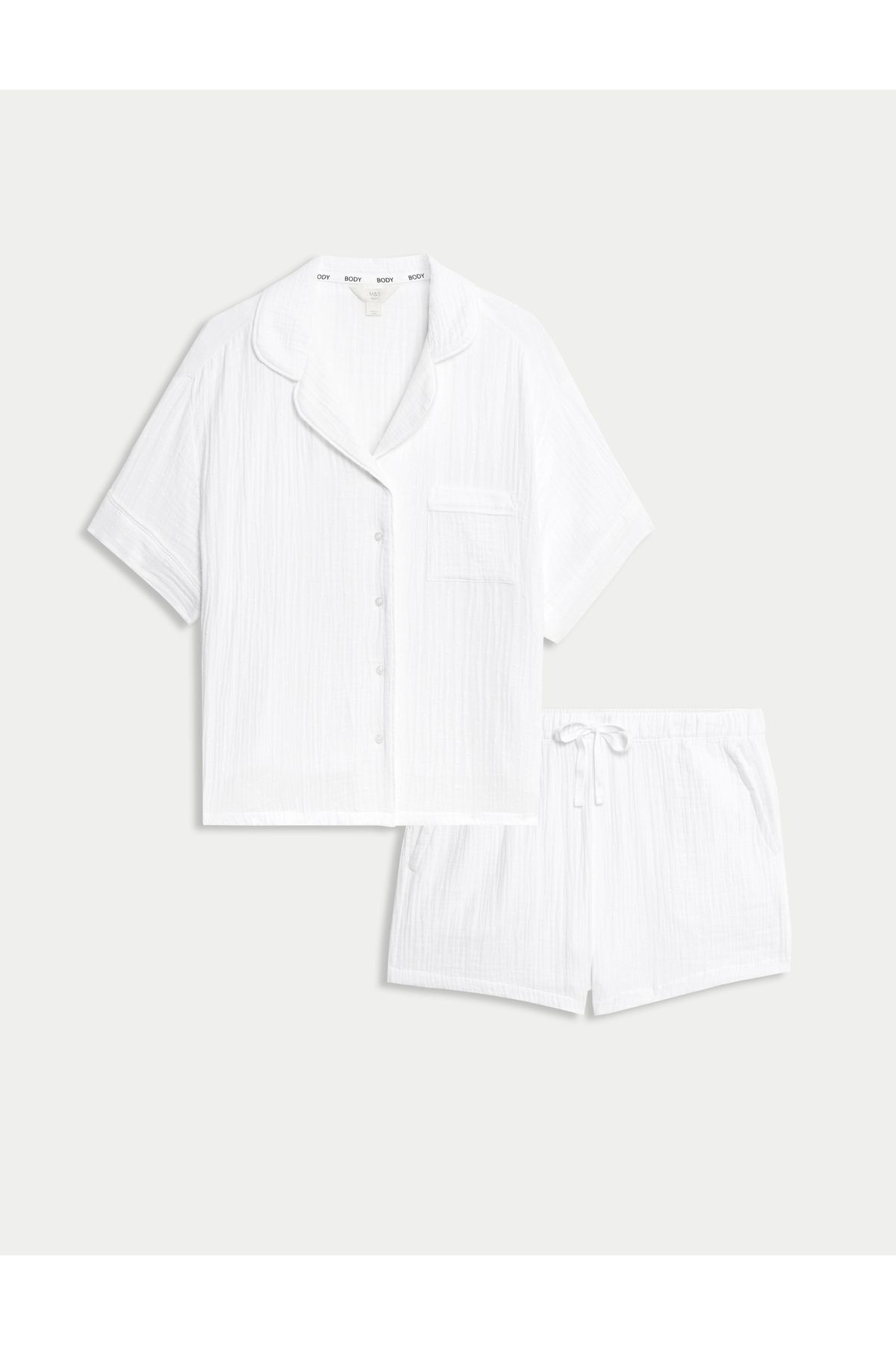 Marks & Spencer %100 Pamuklu Dobby Müslin Kısa Pijama Takımı