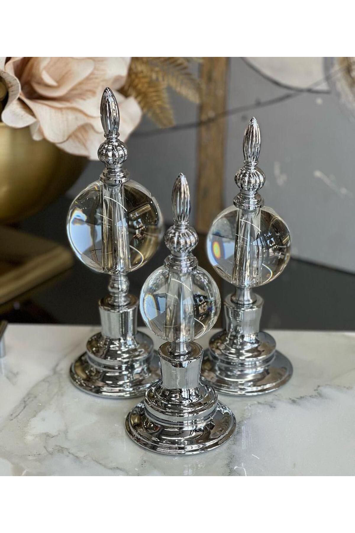 Pario Home 3'lü Düz Alem Biblo Silver