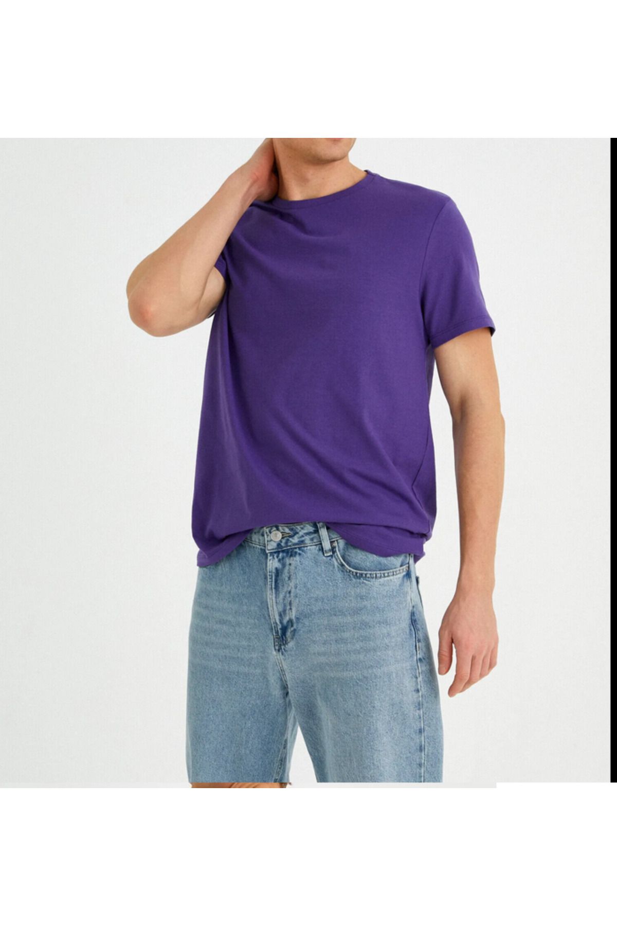 FİTGO Kadın Regular Mor T-Shirt