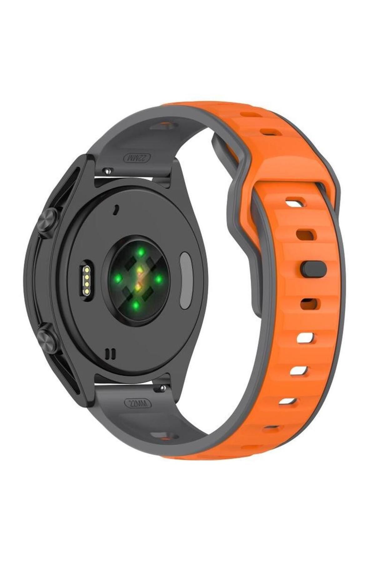 Alstrap Huawei Watch Gt5/Gt4/Gt3 Pro/Gt3 46mm Uyumlu 22mm Spor Çift Ton Silikon Kordon Kayış