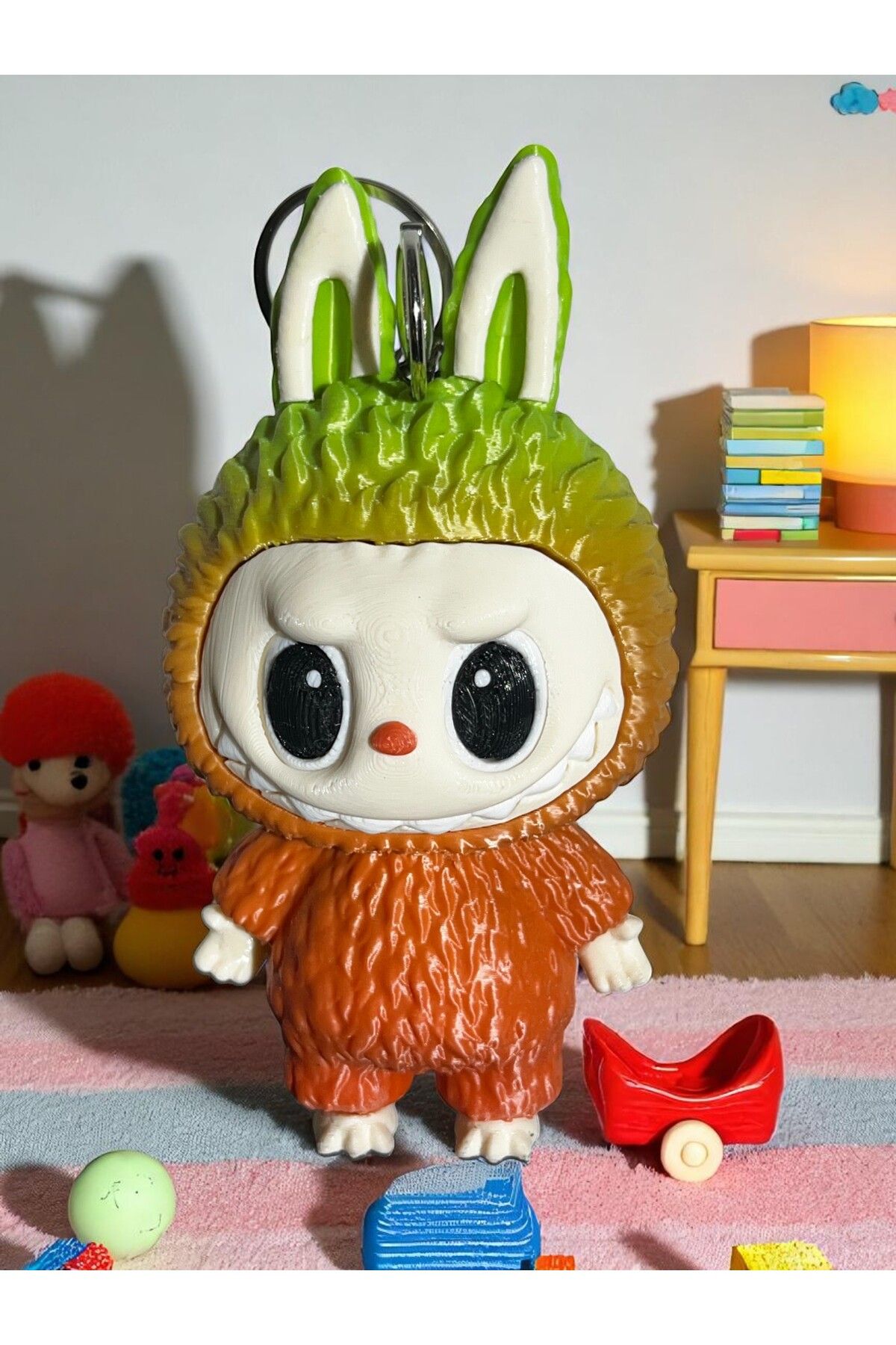 NATURE DESİGN 3D Labubu Karakter Figürü Gökkuşağı, 14 Cm Labubu Çanta Charm Çanta Süsü Sevimli Anahtarlık Oyuncak