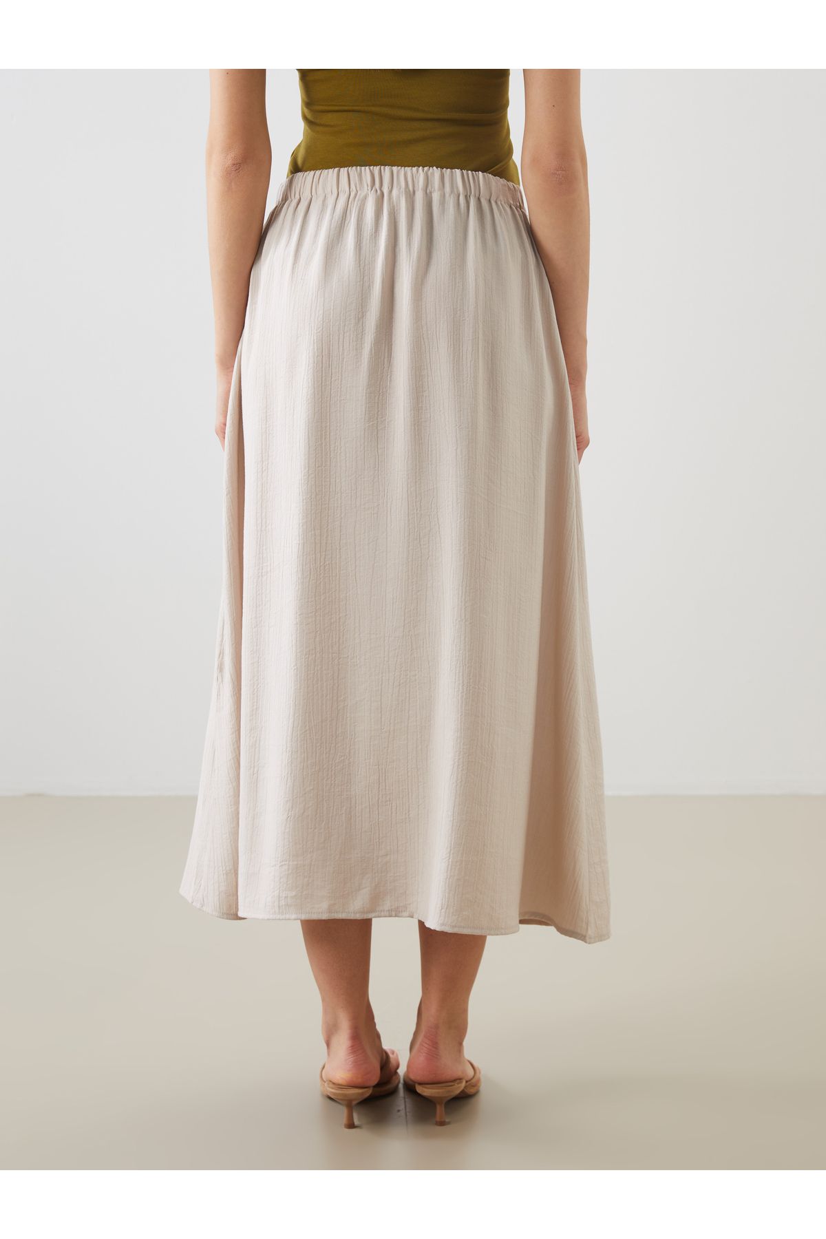LC Waikiki-Textured Pleated Skirt with Elastic Waist 8