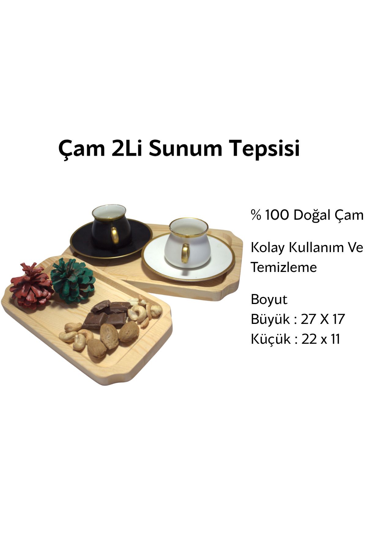 bidunyaahsap 2Li Çam Sunum Tepsisi