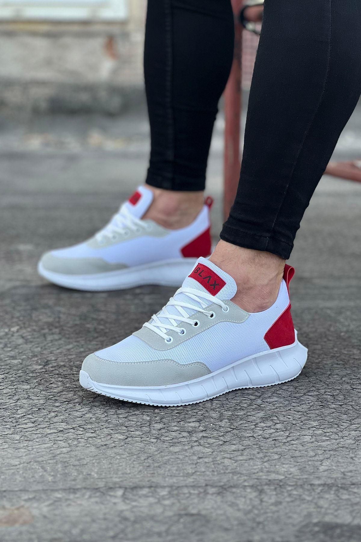 Celira HS063 Beyaz Kırmızı Triko Erkek Spor Ayakkabı