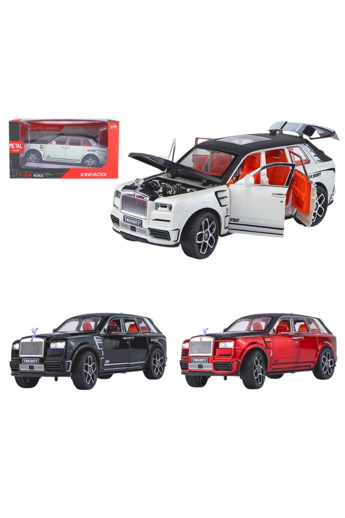 Banadabak ALLOY CAR MODEL ÇEKBIRAK ARABA RR MODEL JEEP METAL AÇILIR KAPI SESLİ IŞIKLI 1:24 6+ (1 Adet Fiyatı)