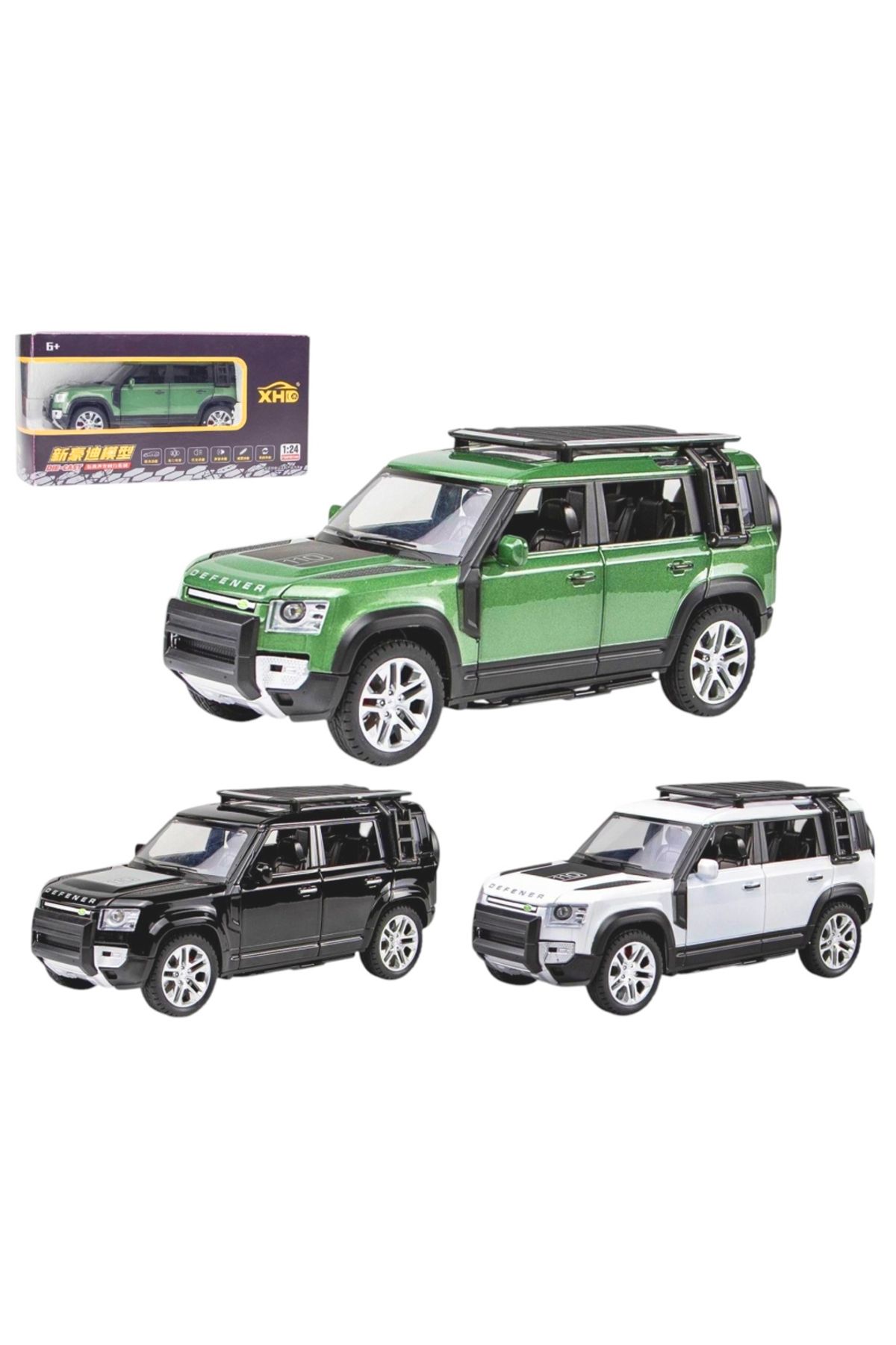 Banadabak ALLOY CAR MODEL ÇEKBIRAK ARABA OFF ROAD DEF JEEP METAL KAPI SESLİ IŞIKLI 1:24 6+ (1 Adet Fiyatı)