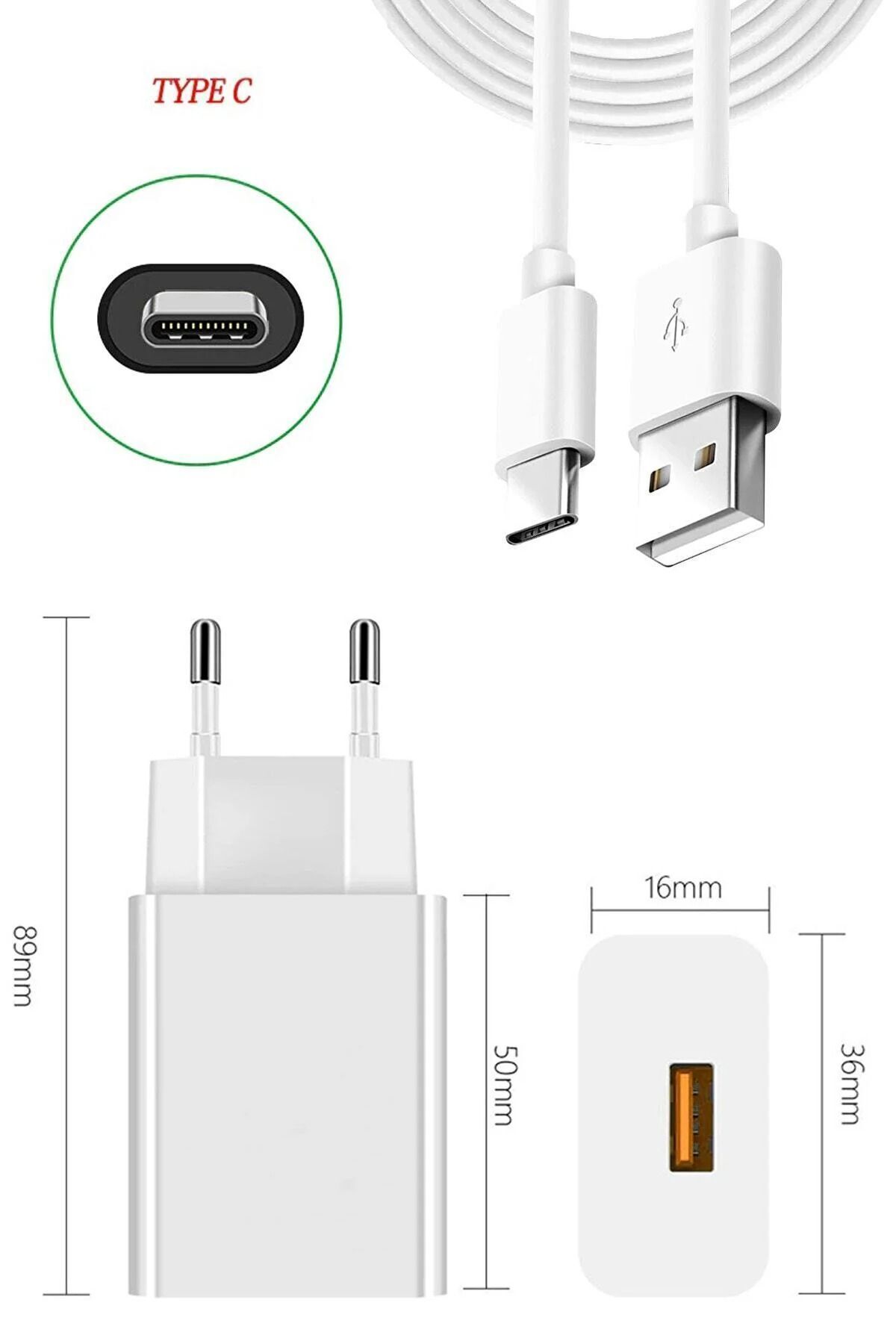 Nenya Samsung Galaxy Uyumlu Type-c Şarz Aleti 3.4 a 22w Data Aktarım Kablosu Ve Adaptör Hızlı Şarj Cihazı