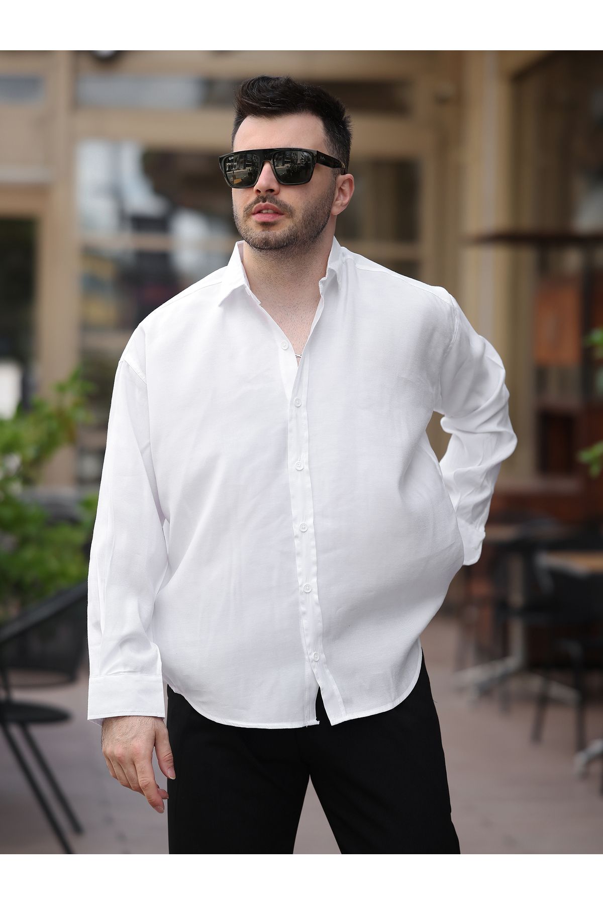 BASEL.CO Oversize Oval Kesim Modal Gömlek