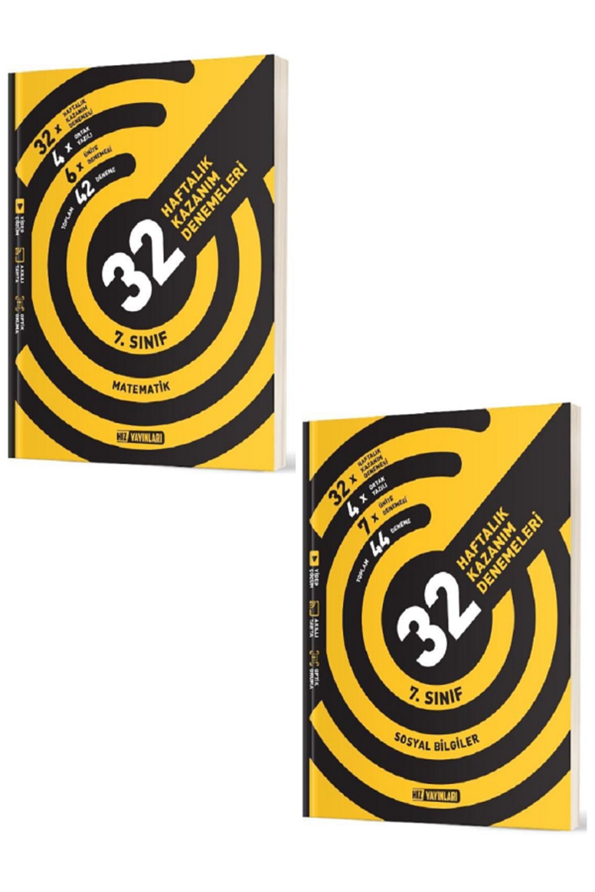 Evrensel İletişim Yayınları 7.Sınıf Hız Yayınları Matematik + Sosyal Bilgiler 32 Haftalık Kazanım Denemeleri / 2 KİTAP SET /YENİ