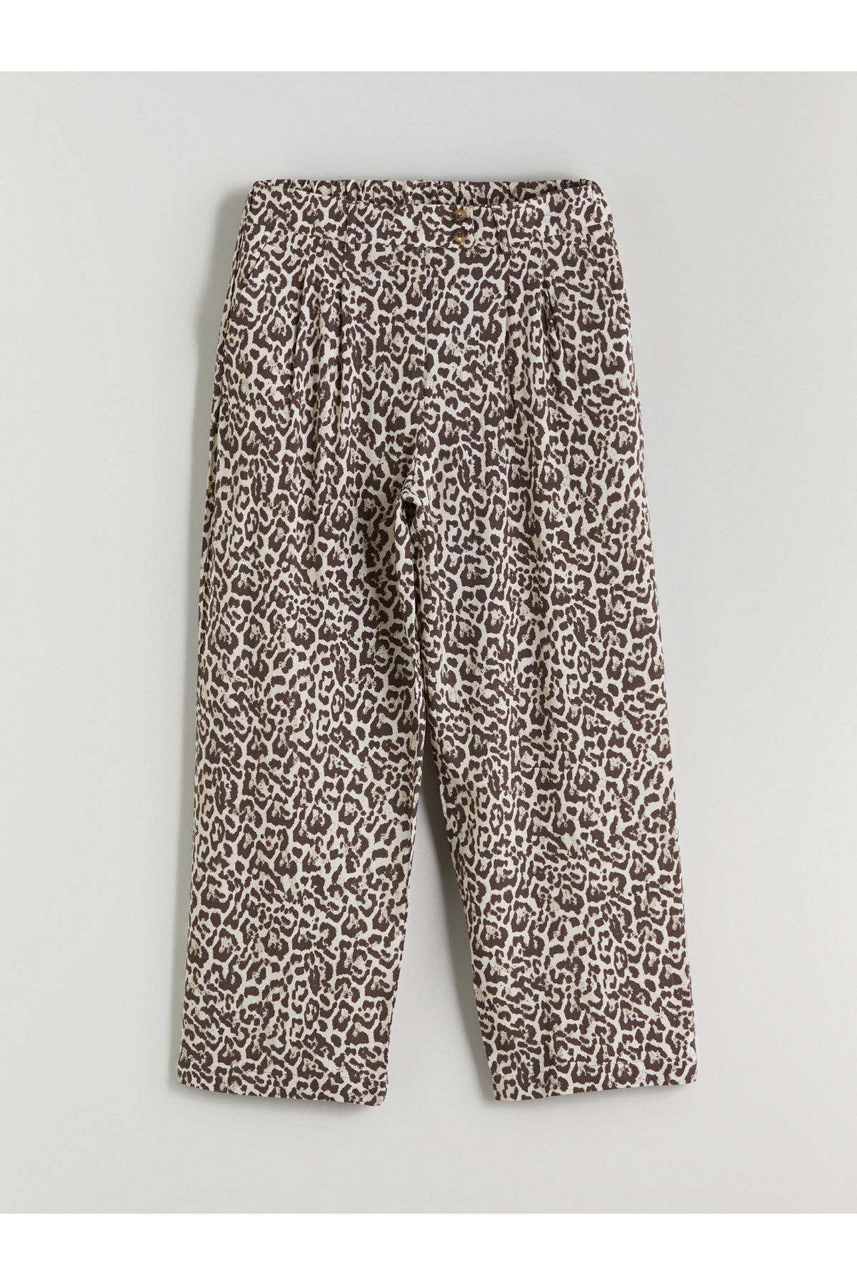 LC Waikiki-Women's Pleated Trousers with Elastic Waist and Leopard Pattern 1