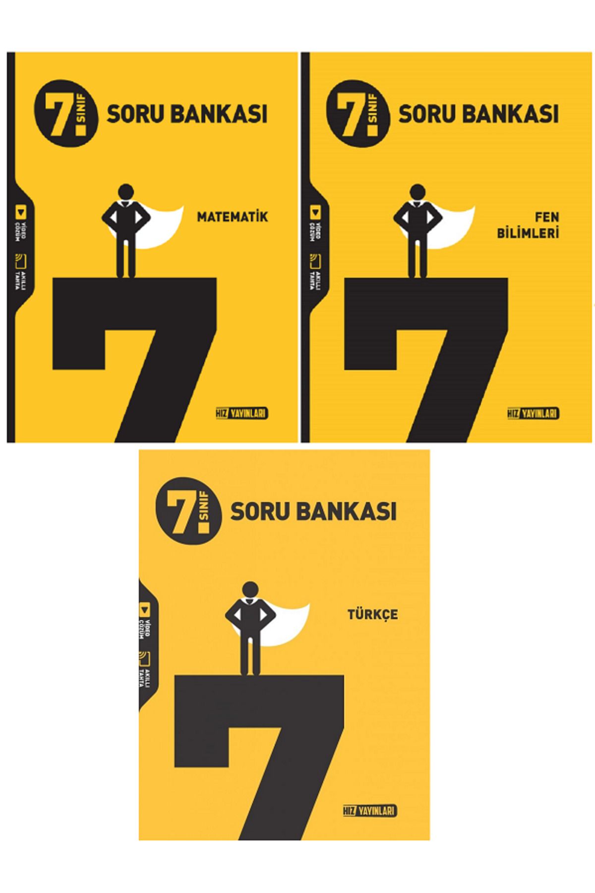 Evrensel İletişim Yayınları 7.Sınıf Hız Yayınları Matematik + Fen Bilimleri + Türkçe Soru Bankaları / 3 KİTAP / YENİİ