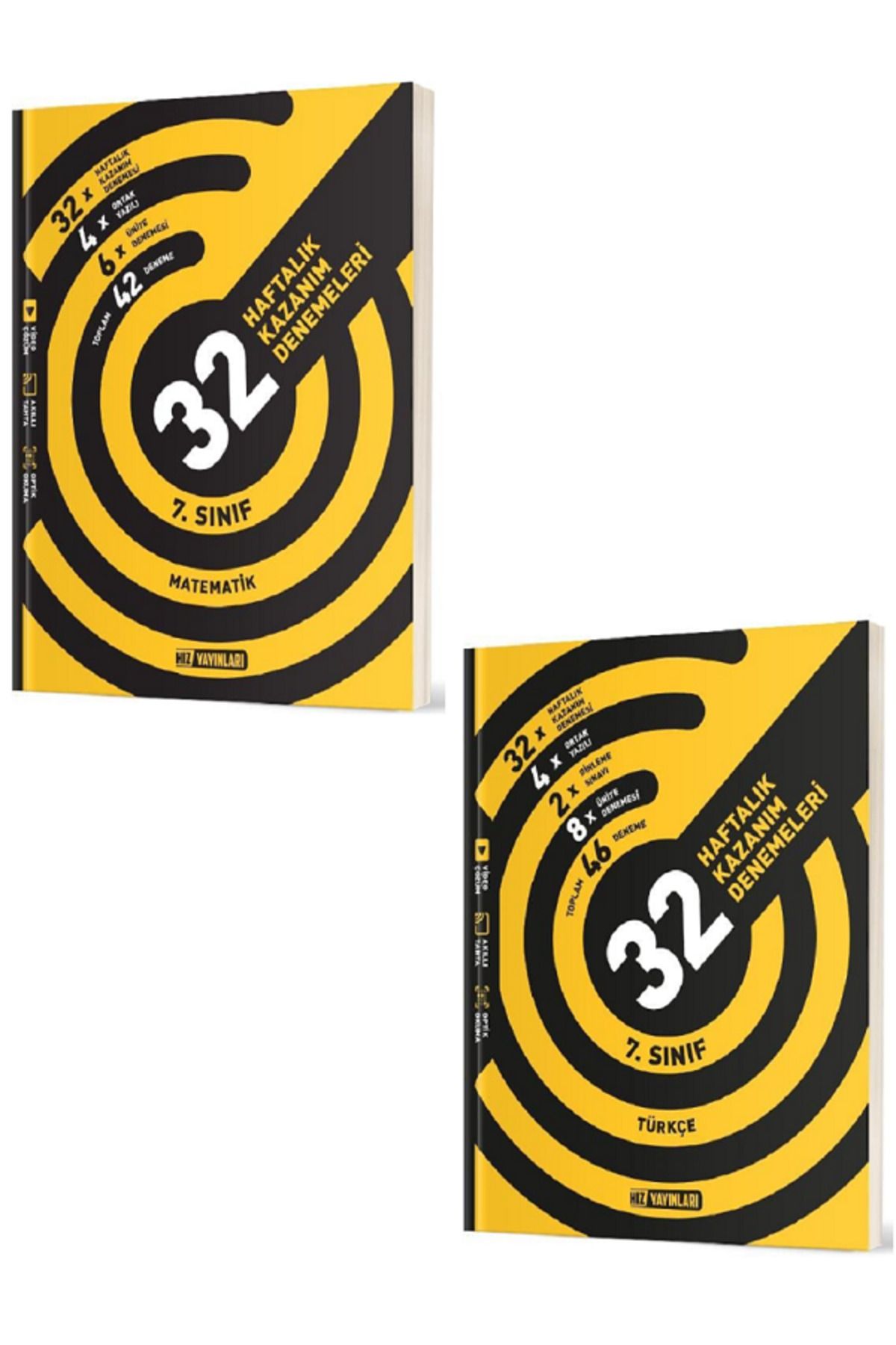 Evrensel İletişim Yayınları 7.Sınıf Hız Yayınları Matematik + Türkçe 32 Haftalık Kazanım Denemeleri / 2 KİTAP SET / YENİ