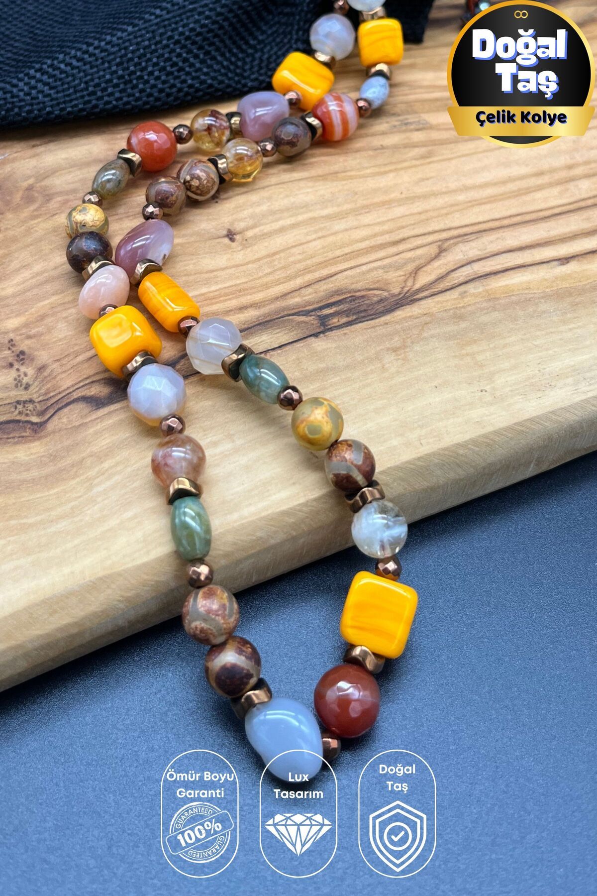 Balzamin Design Bohem Ruh – Tibet & Hint Akiği Doğal Taş Kolye