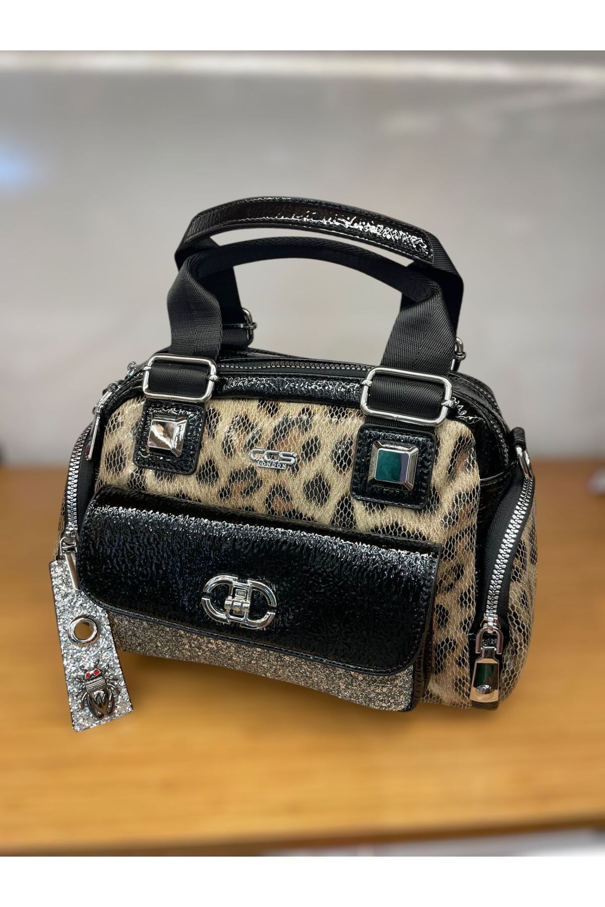 Fuschia Paris Leopar Kadın Çantası