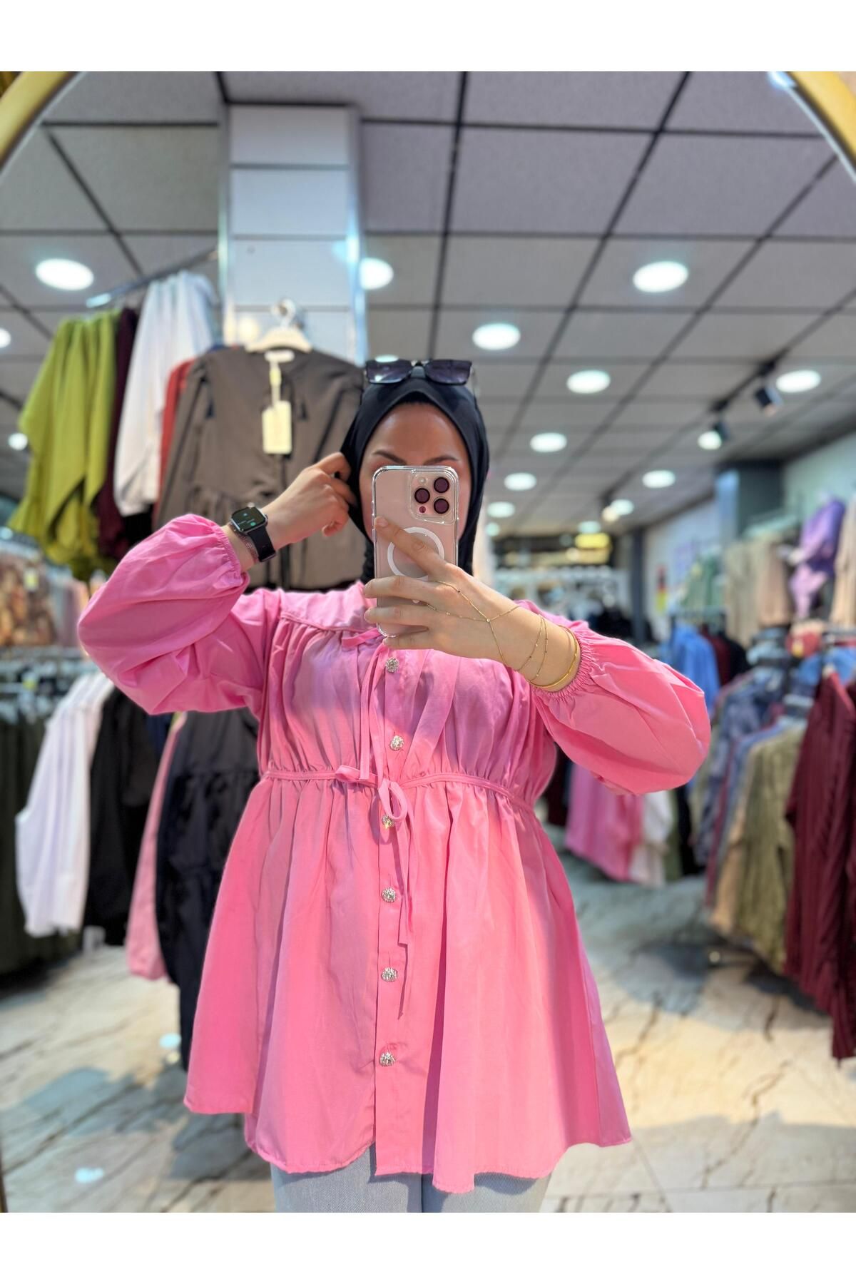 MODA AKGÜN BÜZGÜLÜ FİYONKLU TERİCOTON GÖMLEK