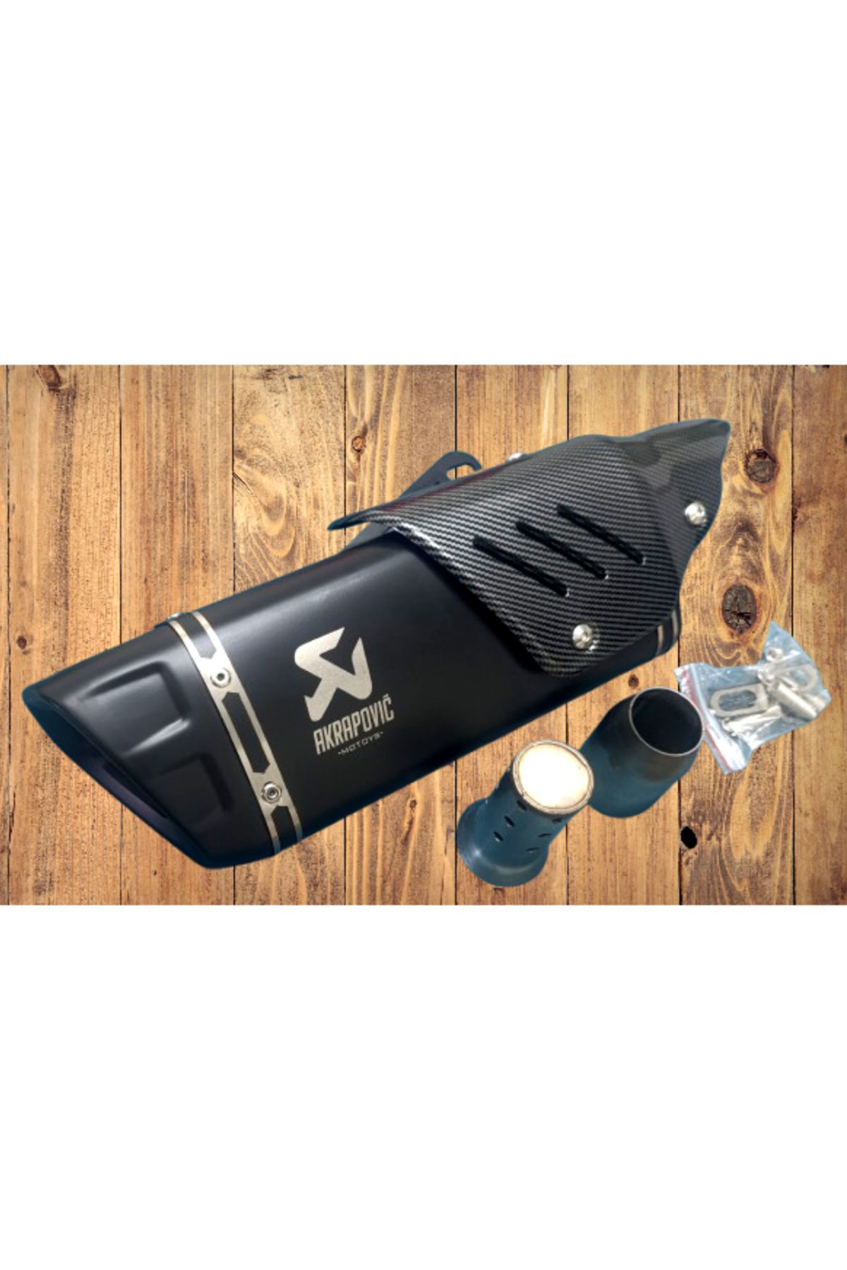 Akrapovic Racing Slim Siyah Karbon Motosiklet Egzozu 51mm