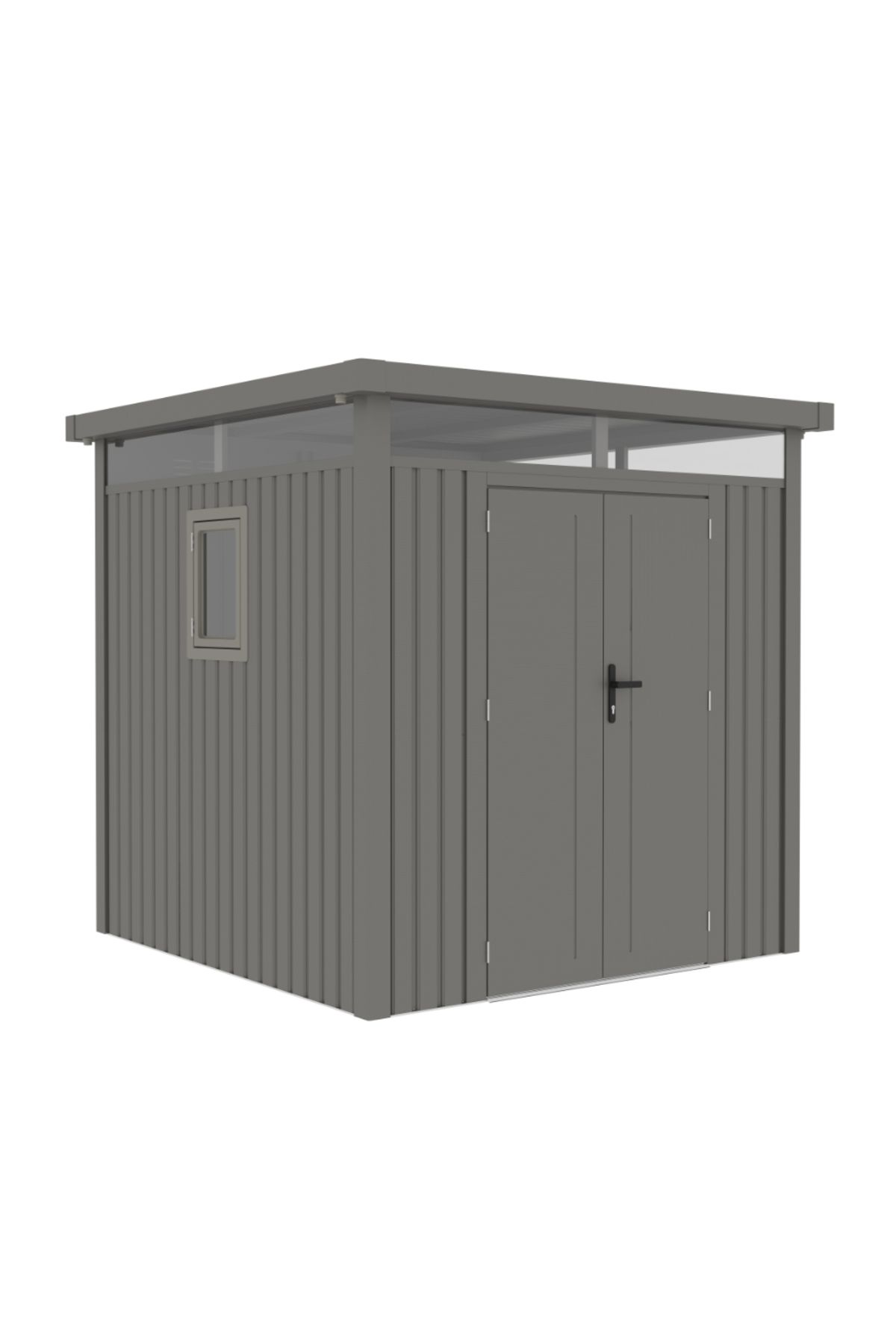 KlugMeister Casuta De Gradina Premium Metalica, Klugmeister Gri Aluminiu, Cu Fereastra Si Baza Metalica - One Size