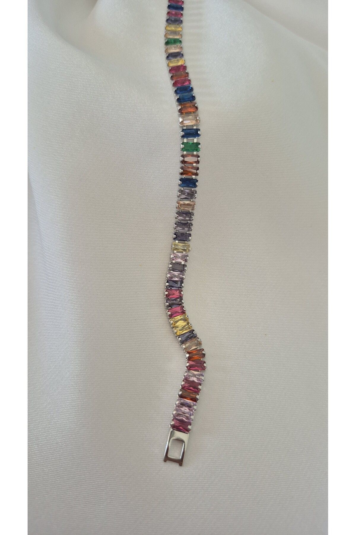 MİLUNXTE Renkli Baget Taşlı Çelik Bileklik-Şık Bileklik Modeli-Ayarlanabilir Boy-Taşlı Çelik Bileklik
