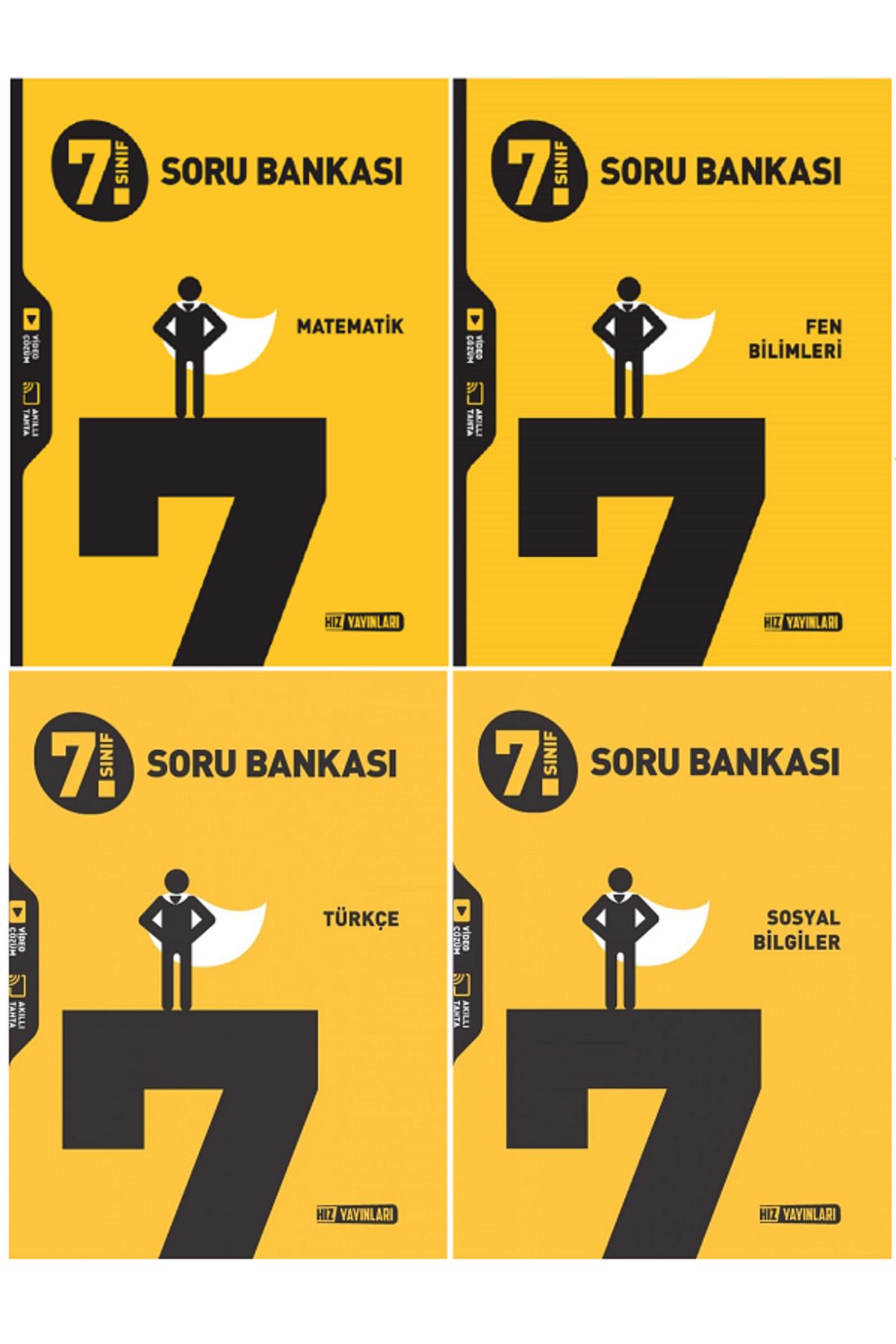 Evrensel İletişim Yayınları 7.Sınıf Hız Yayınları Matematik + Fen Bilimleri + Türkçe + Sosyal Bilgiler Soru Bankaları / 4 KİTAP